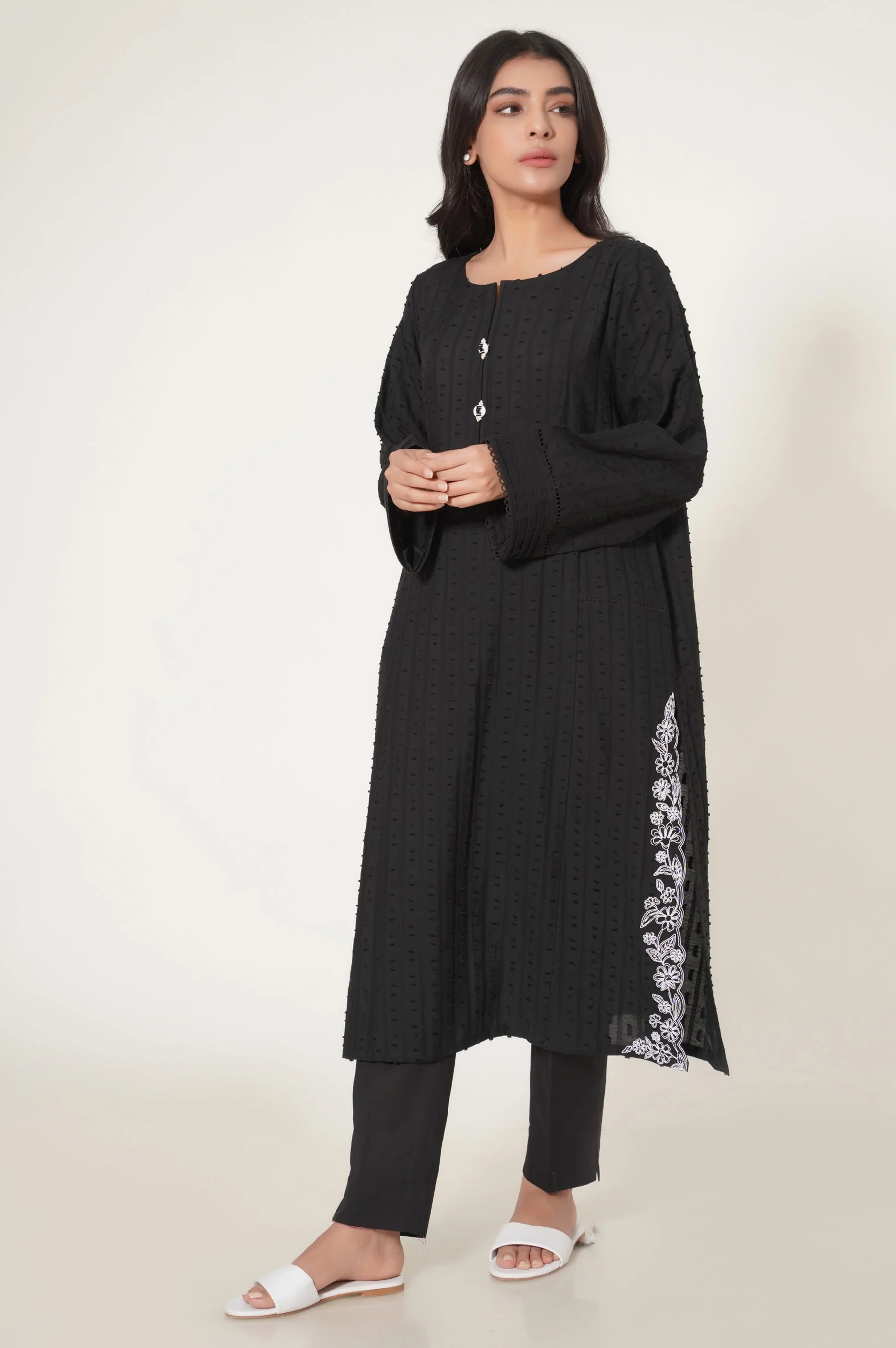 Stitched 1 Piece Brochia Jacquard Shirt - Image 3