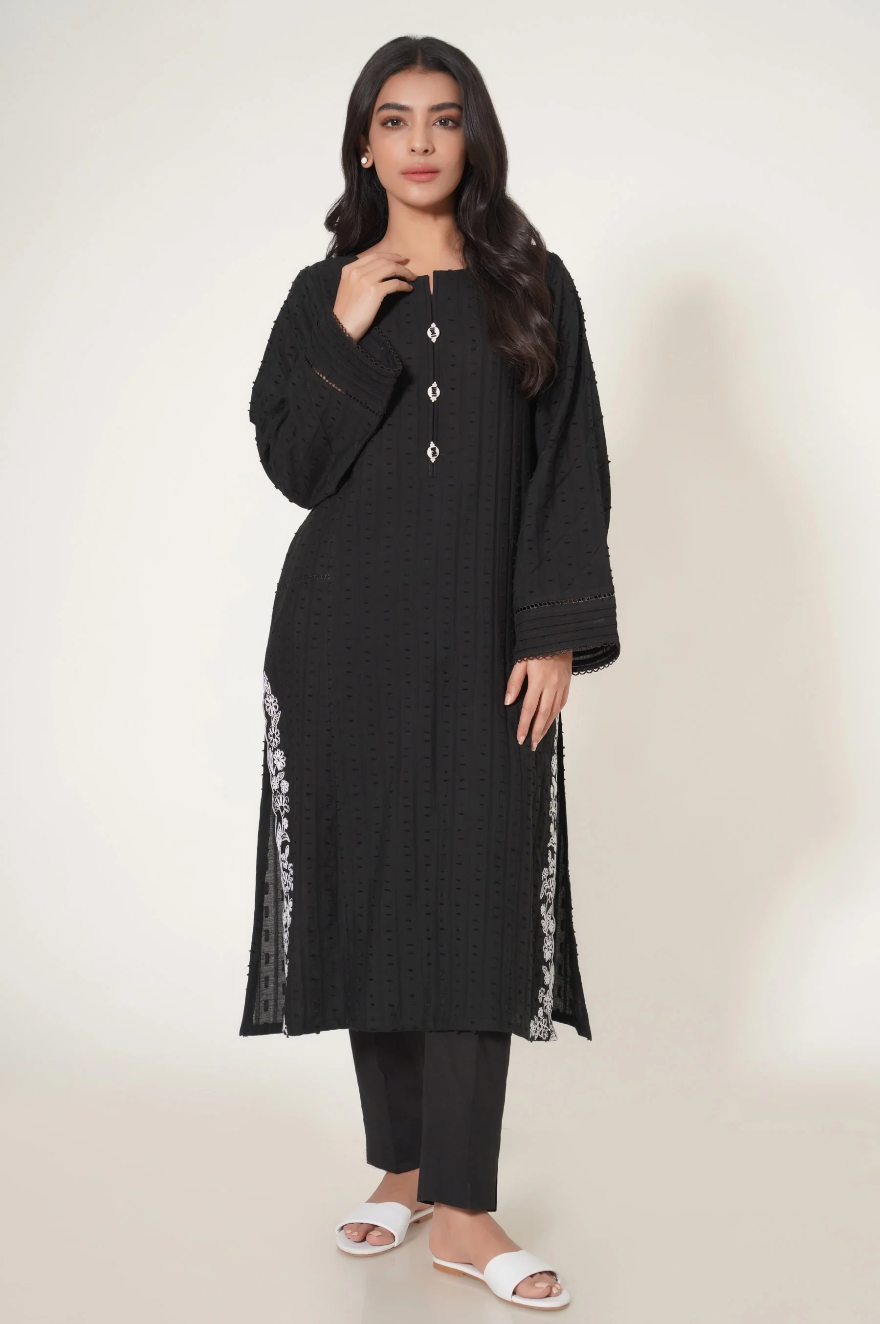 Stitched 1 Piece Brochia Jacquard Shirt - Image 4