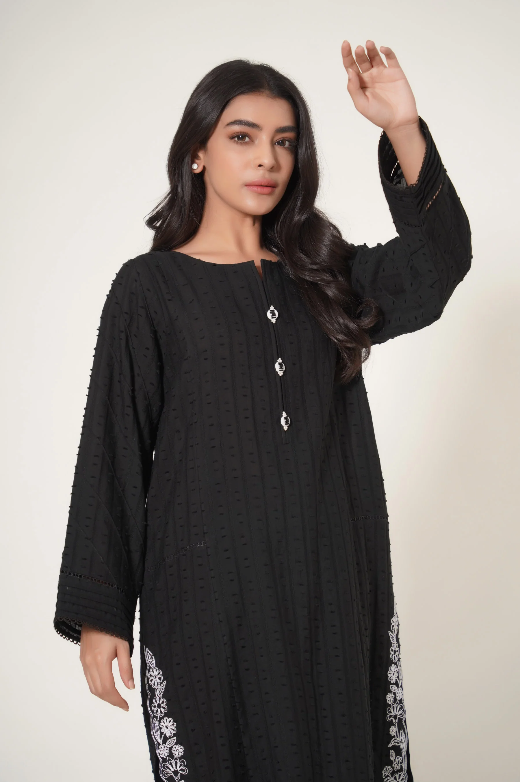 Stitched 1 Piece Brochia Jacquard Shirt - Image 5