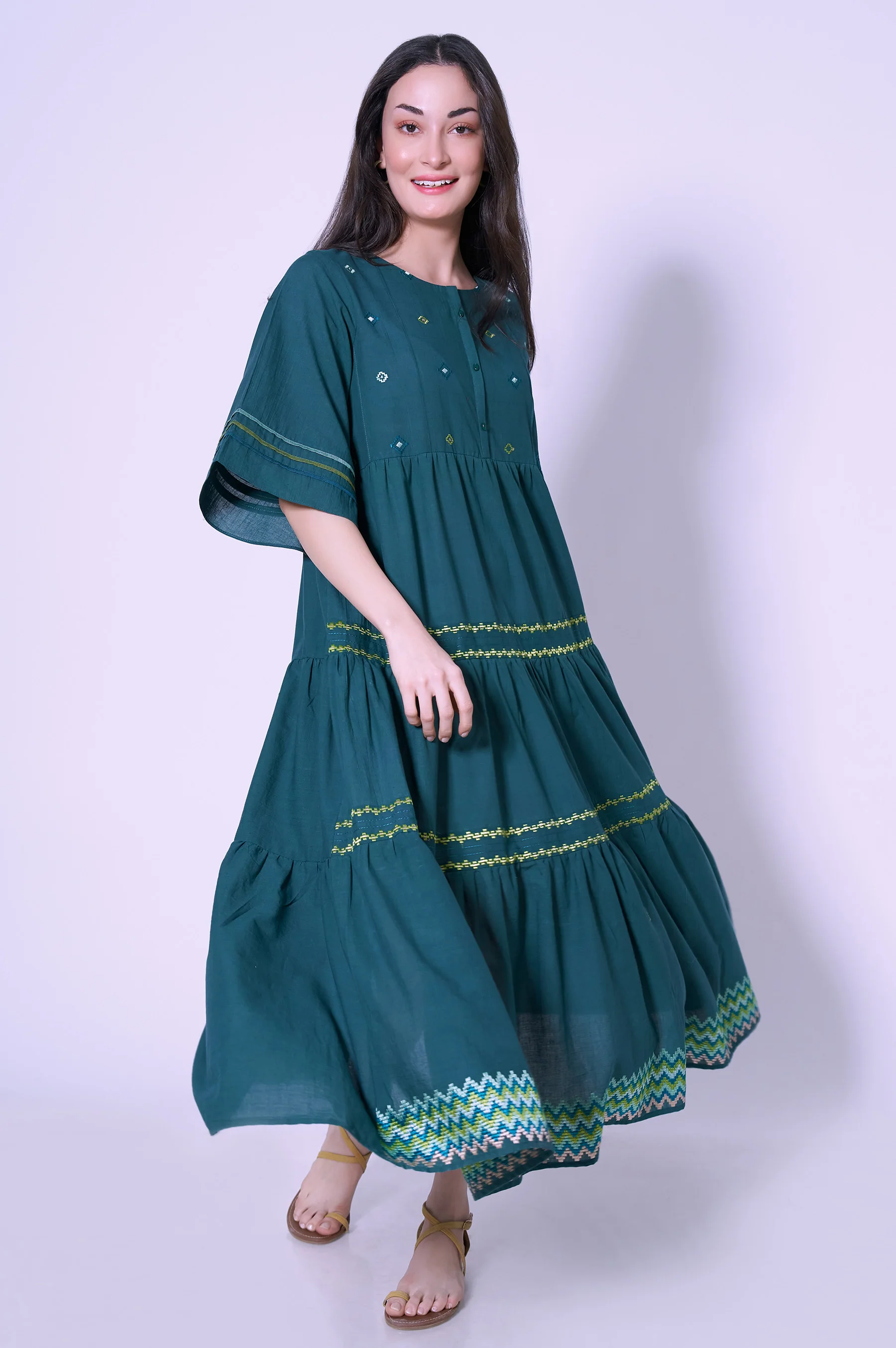 Stitched 1 Piece Cambric Dress