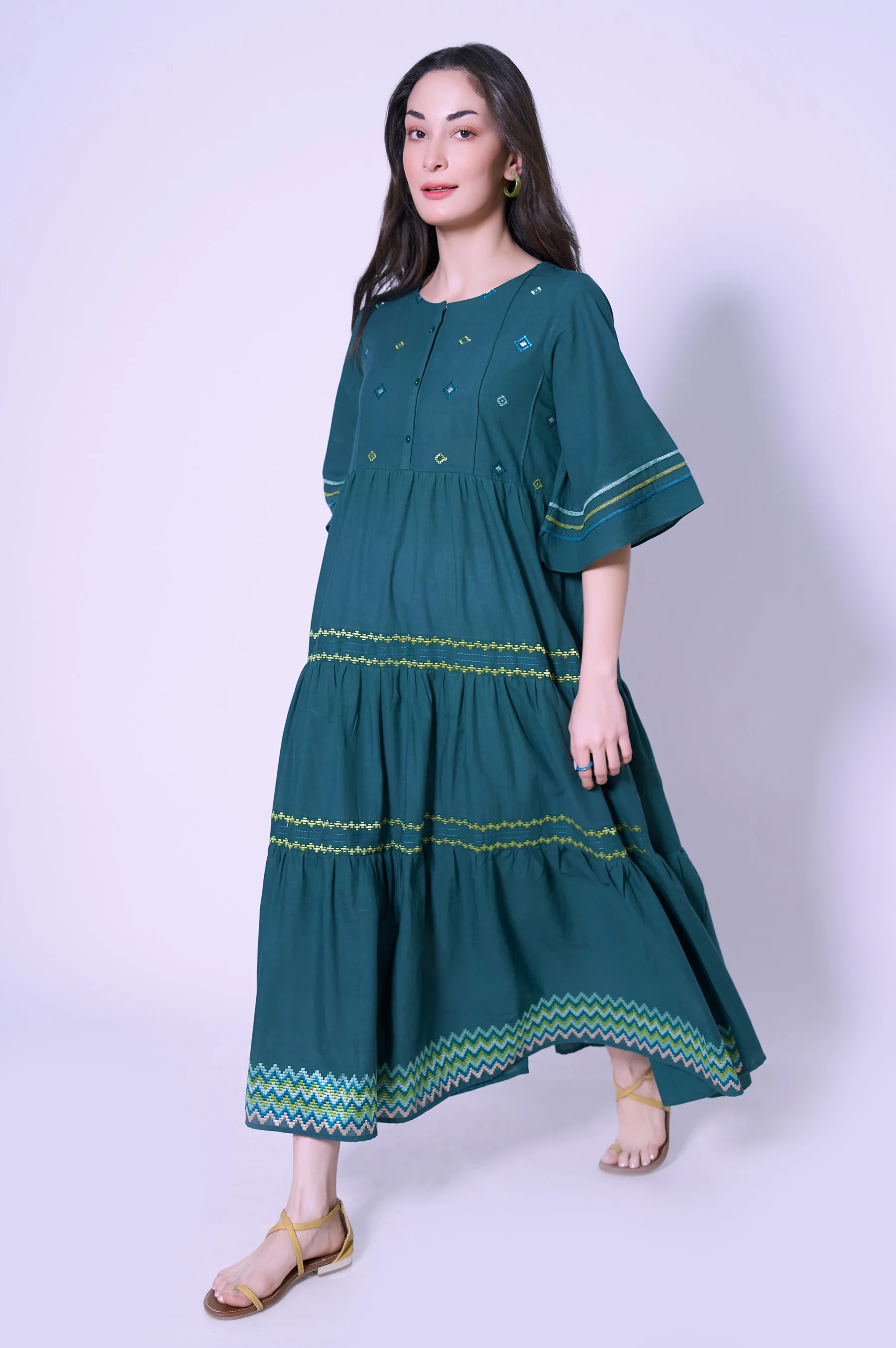 Stitched 1 Piece Cambric Dress - Image 2
