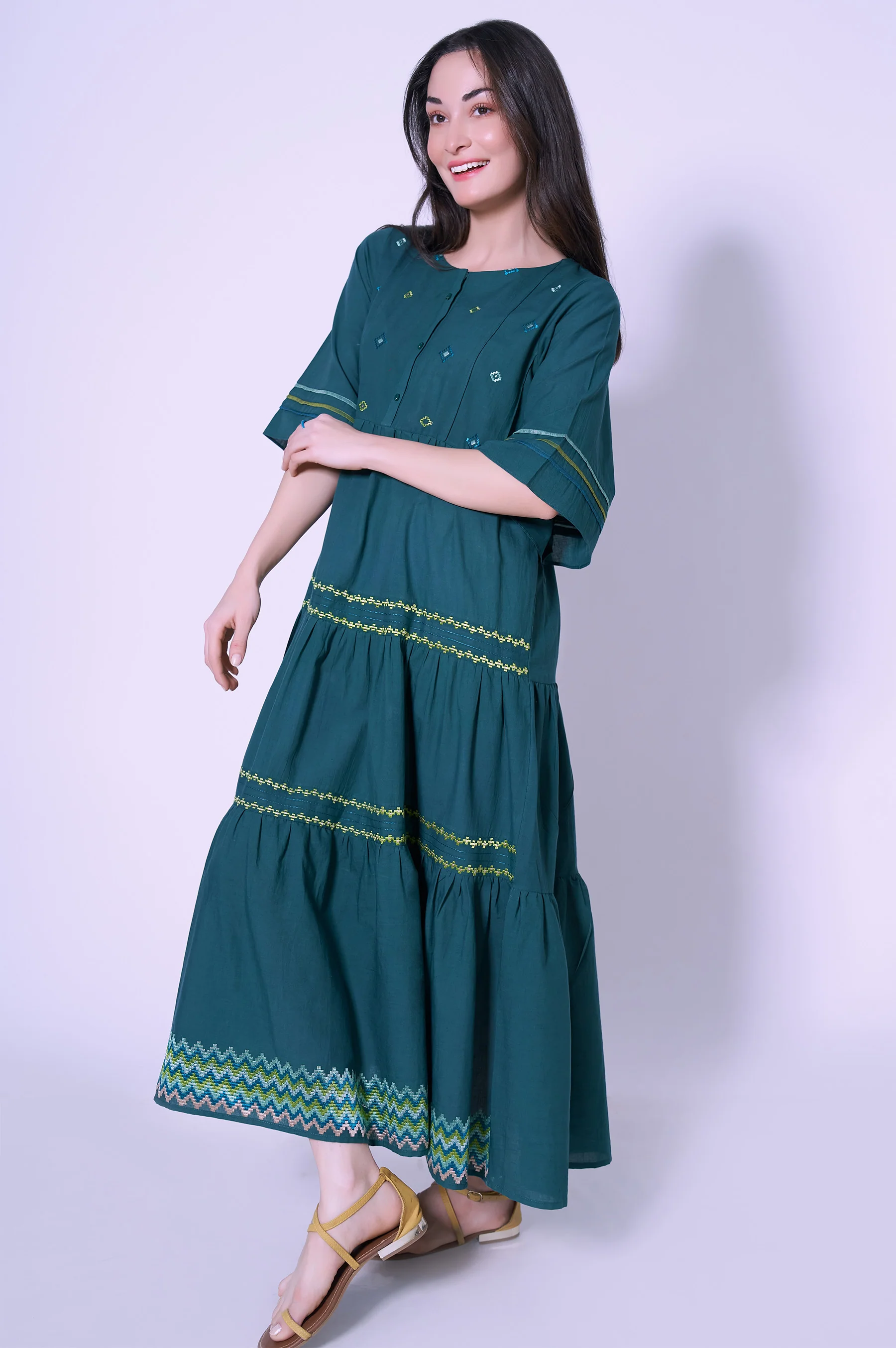 Stitched 1 Piece Cambric Dress - Image 3