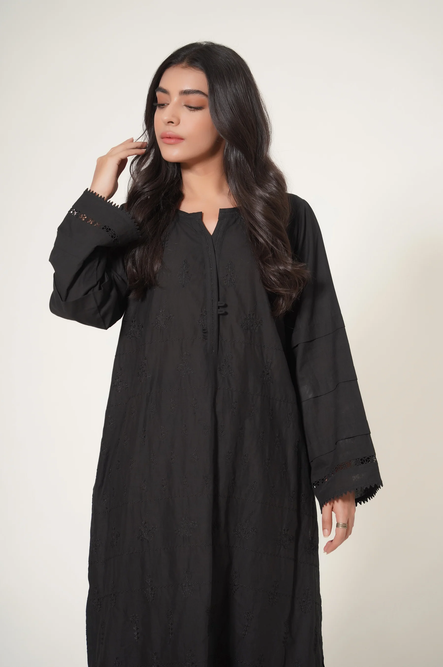 Stitched 1 Piece Cambric Embroidered Shirt - Image 2