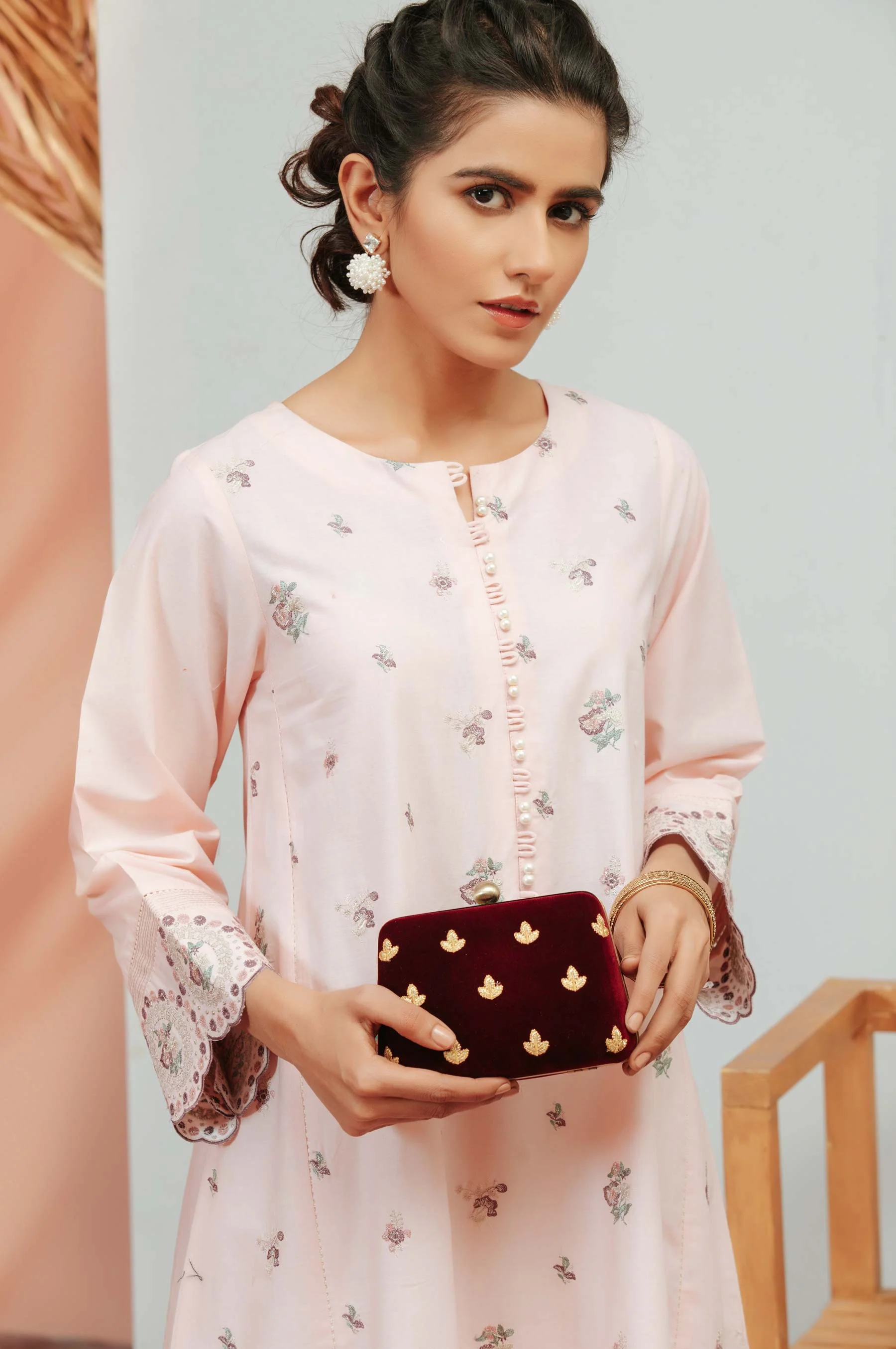 Stitched 1 Piece Cambric Embroidered Shirt