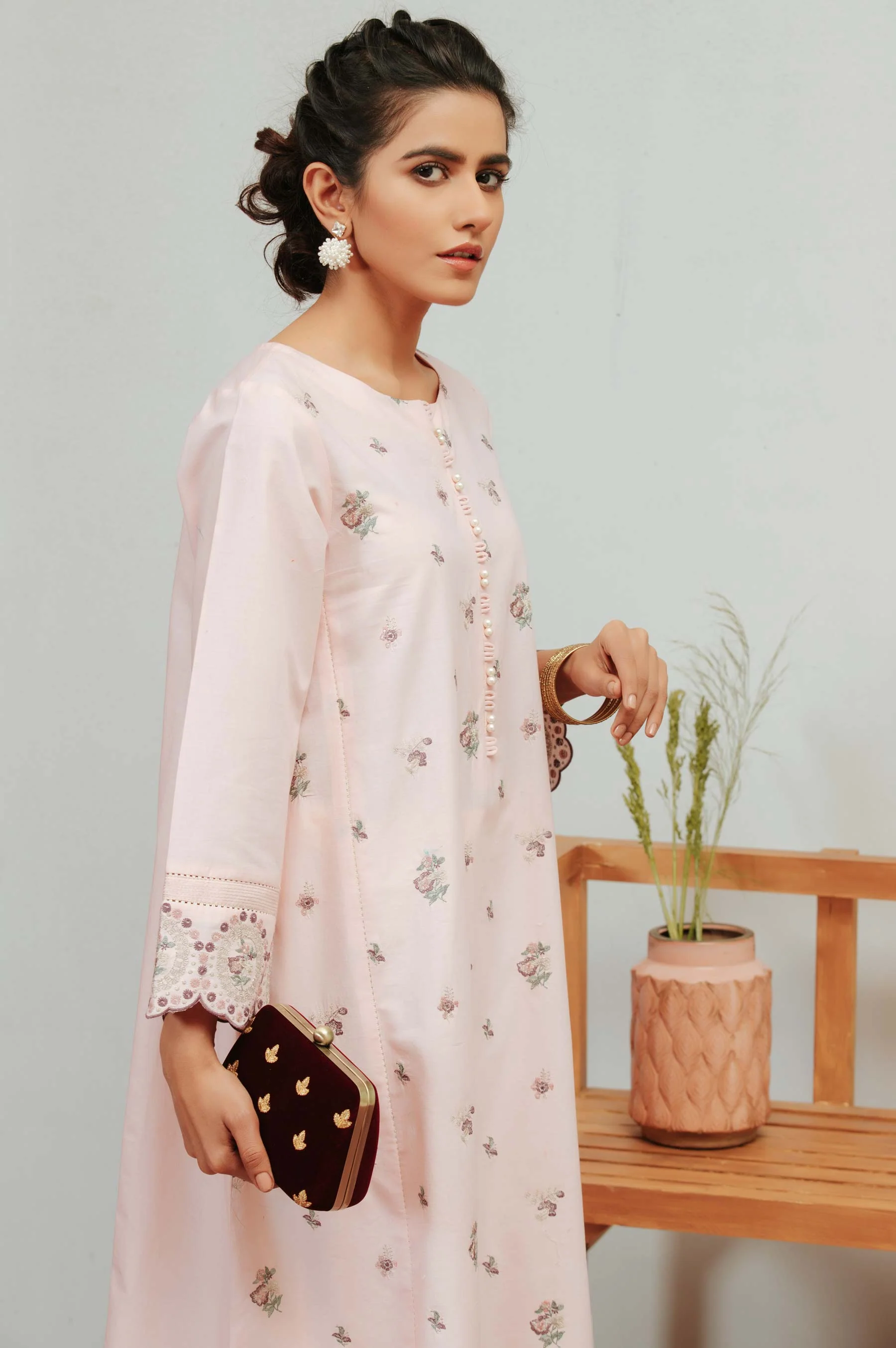 Stitched 1 Piece Cambric Embroidered Shirt - Image 5