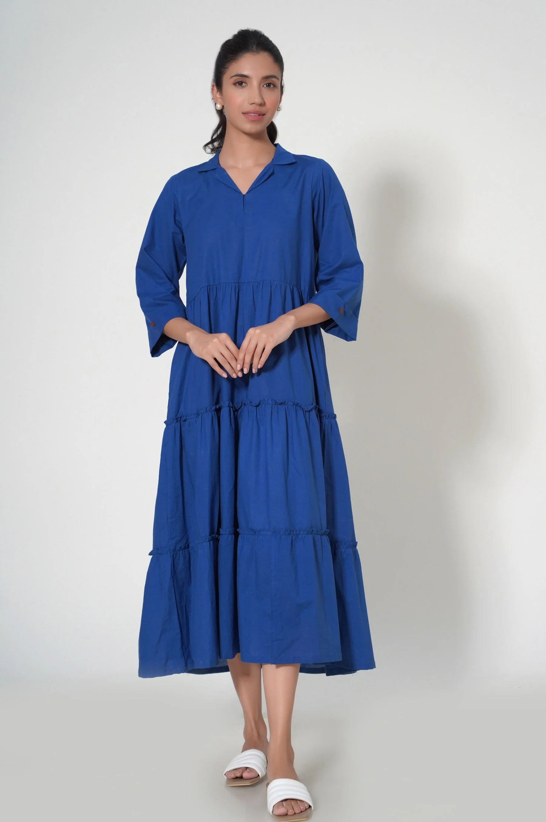 Stitched 1 Piece Cambric Long Dress - Image 2