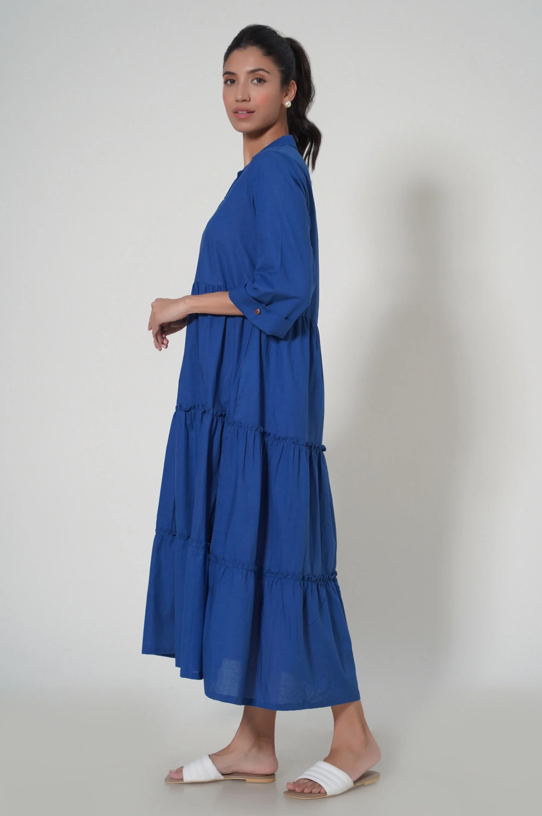 Stitched 1 Piece Cambric Long Dress - Image 3