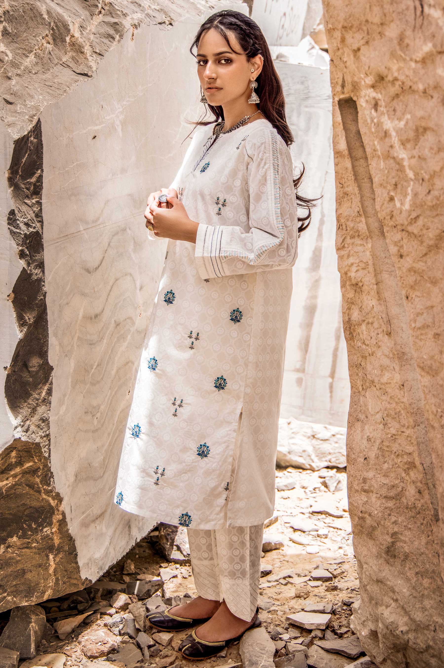Stitched 1 Piece Embroidered Cambric Shirt - Image 2