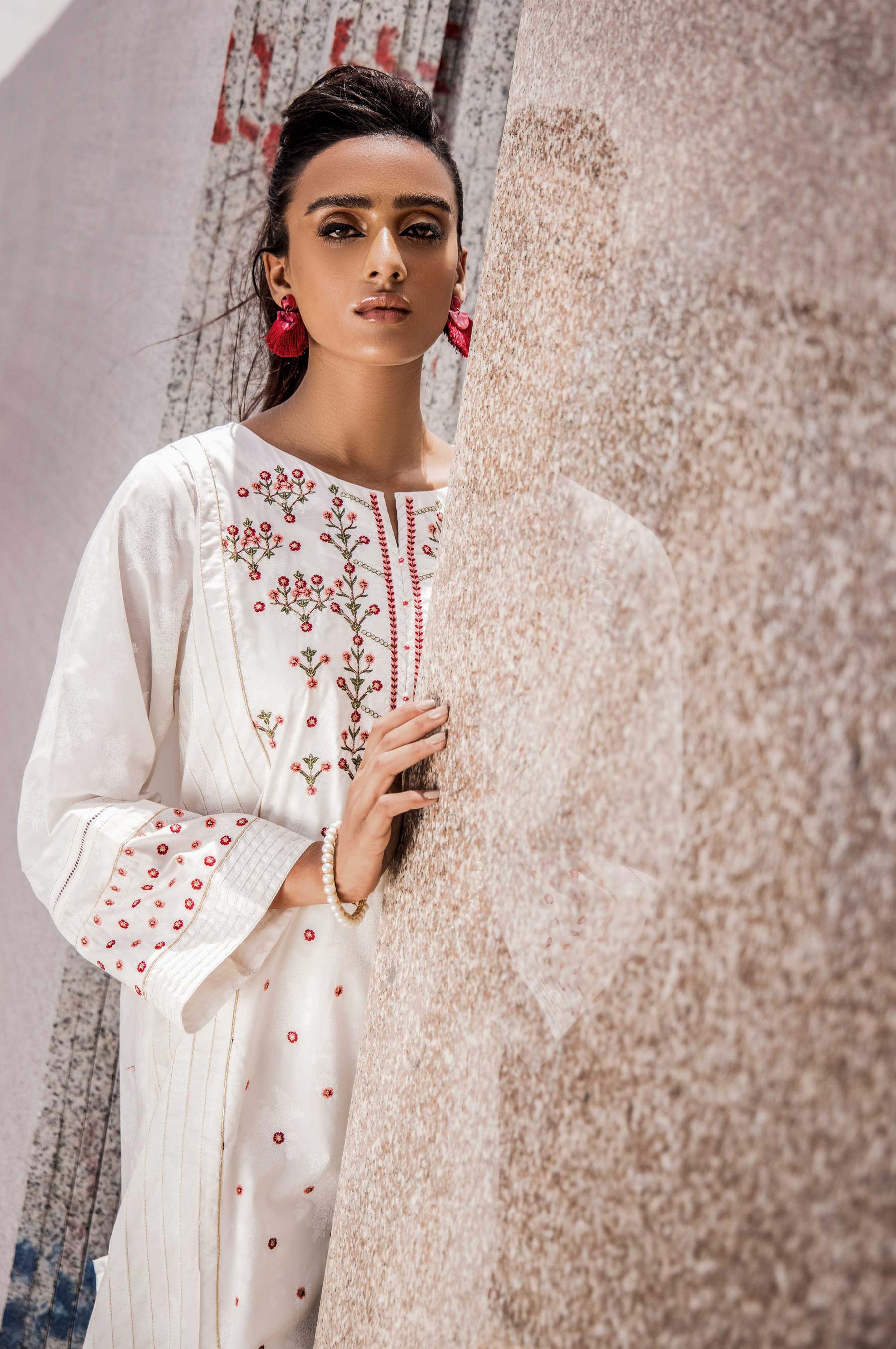 Stitched 1 Piece Embroidered Cambric Shirt - Image 4