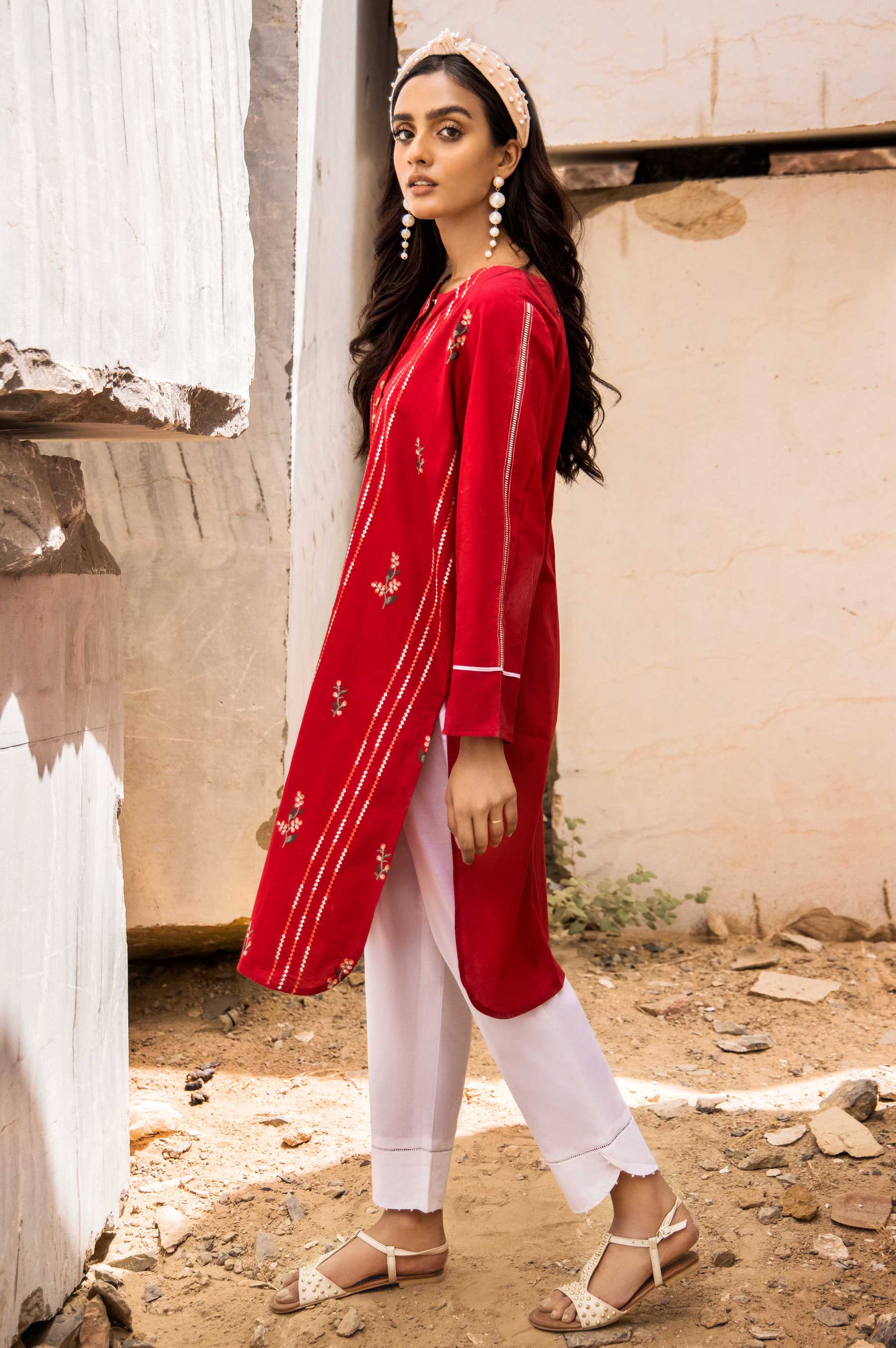 Stitched 1 Piece Embroidered Cambric Shirt - Image 2