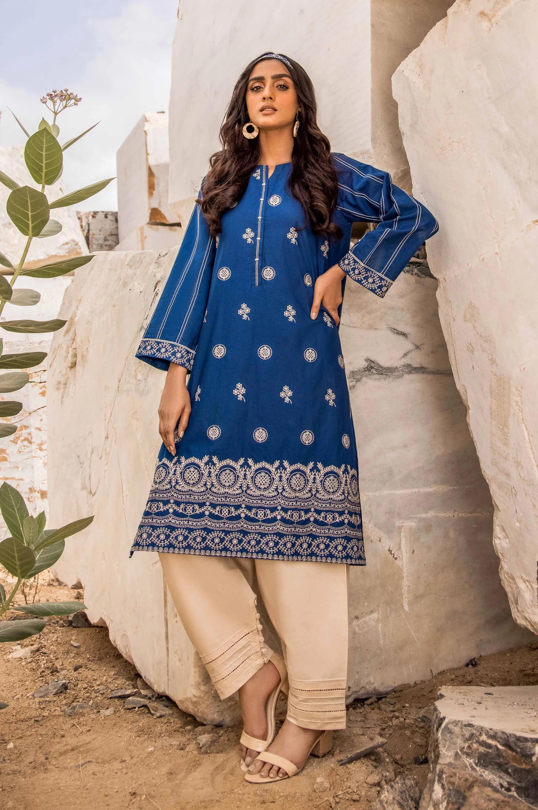 Stitched 1 Piece Embroidered Cambric Shirt - Image 2