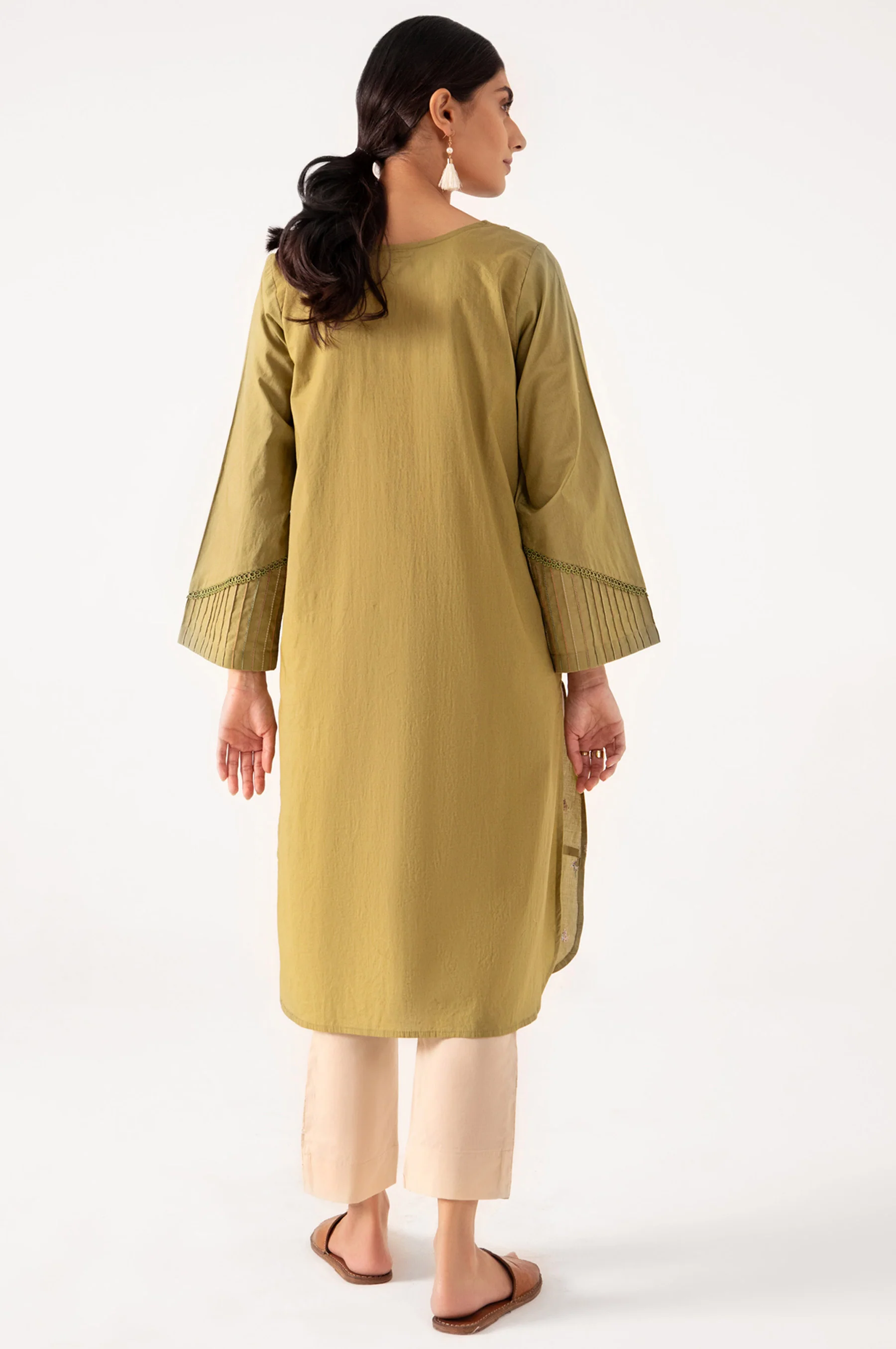 Stitched 1 Piece Embroidered Cambric Shirt - Image 2