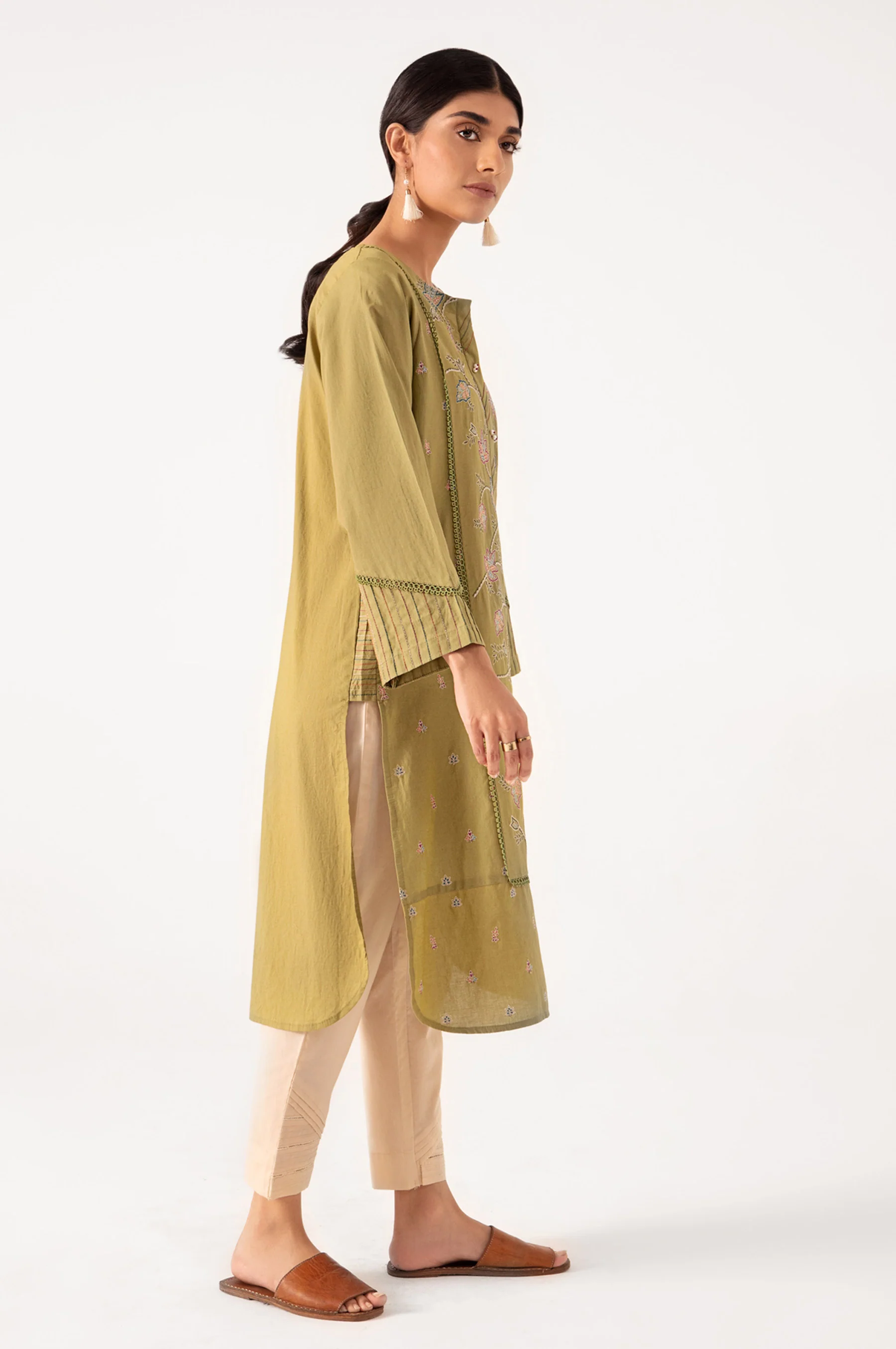 Stitched 1 Piece Embroidered Cambric Shirt - Image 4