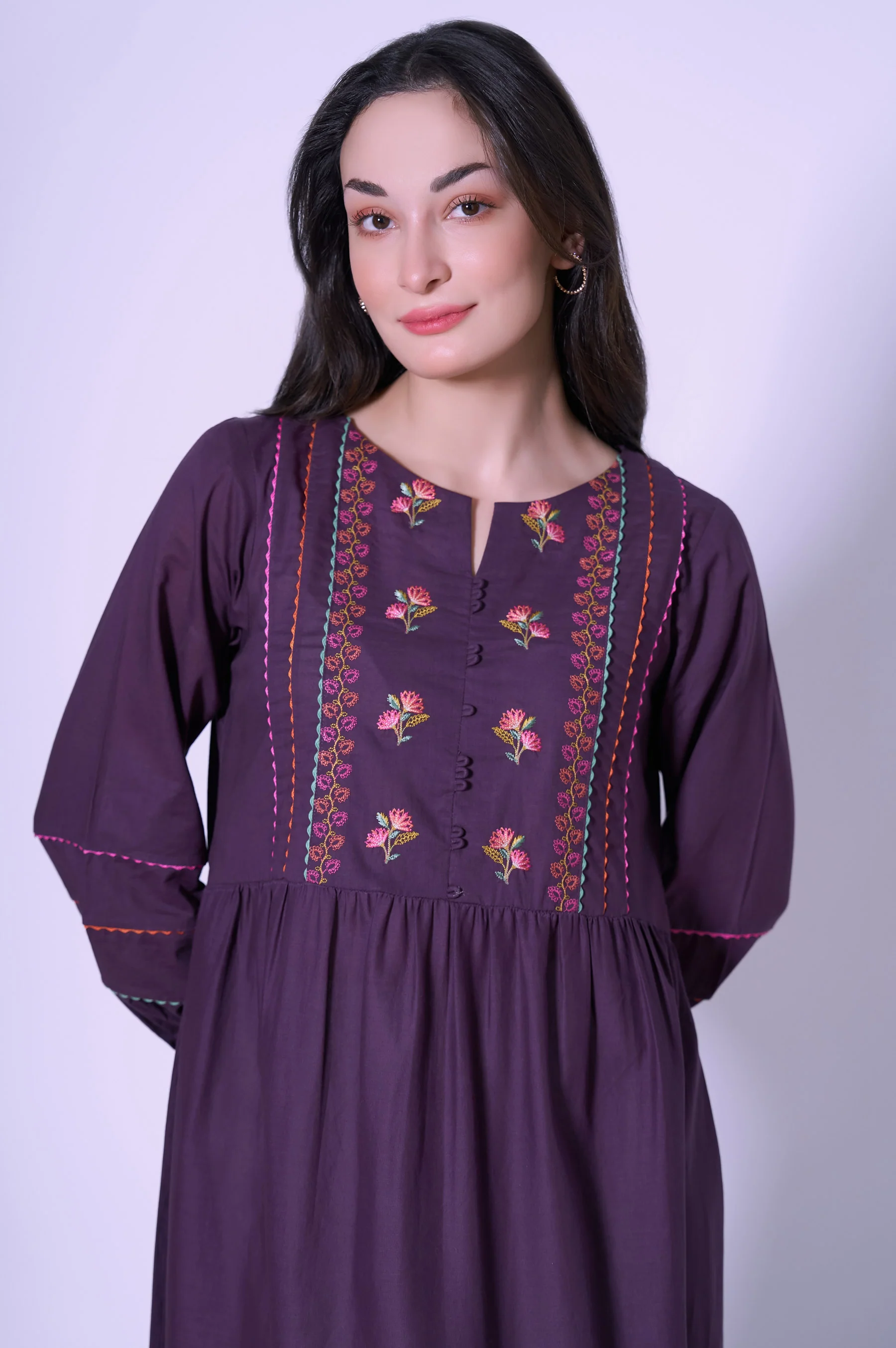 Stitched 1 Piece Cambric Dress