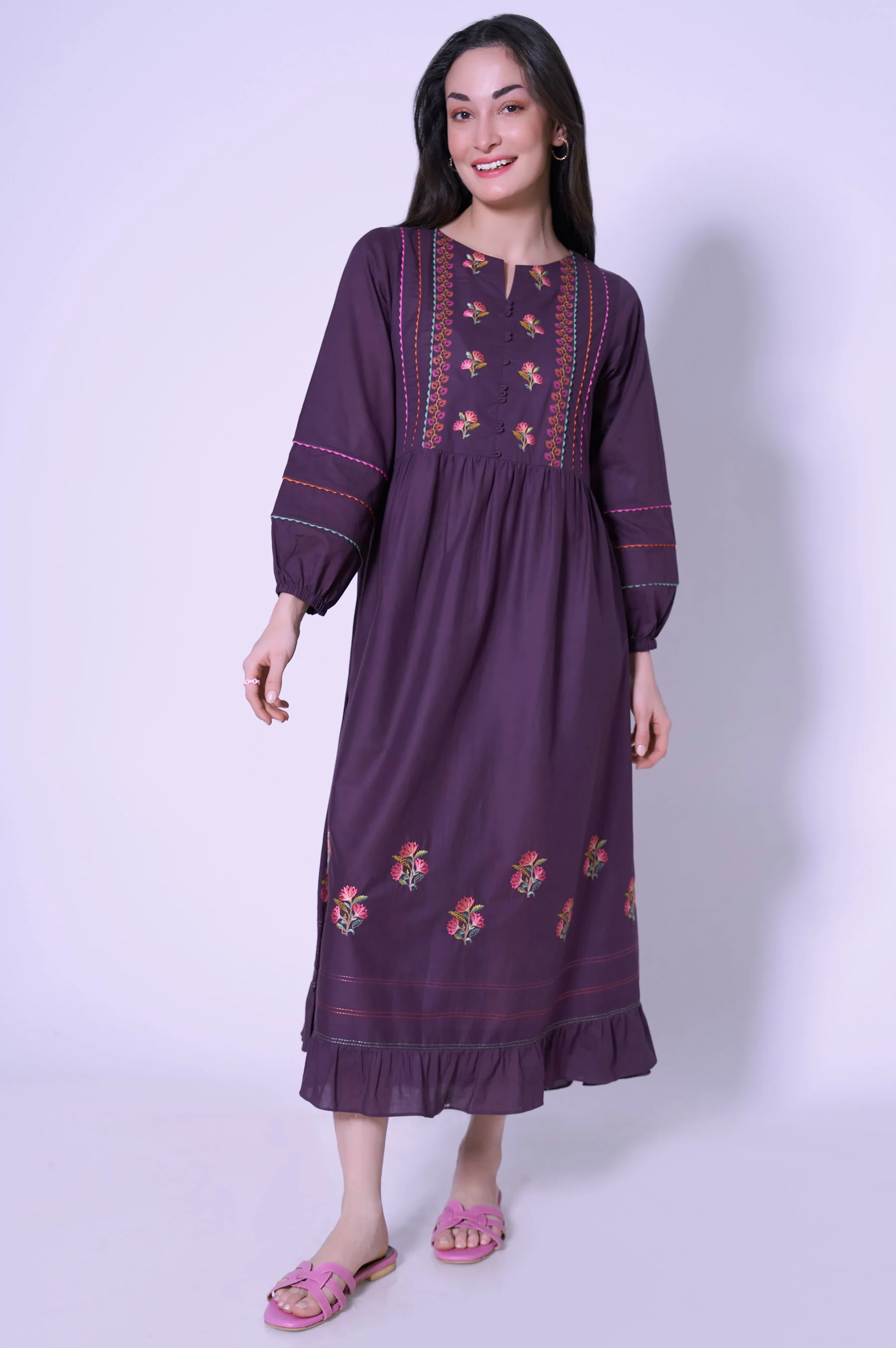 Stitched 1 Piece Cambric Dress - Image 2