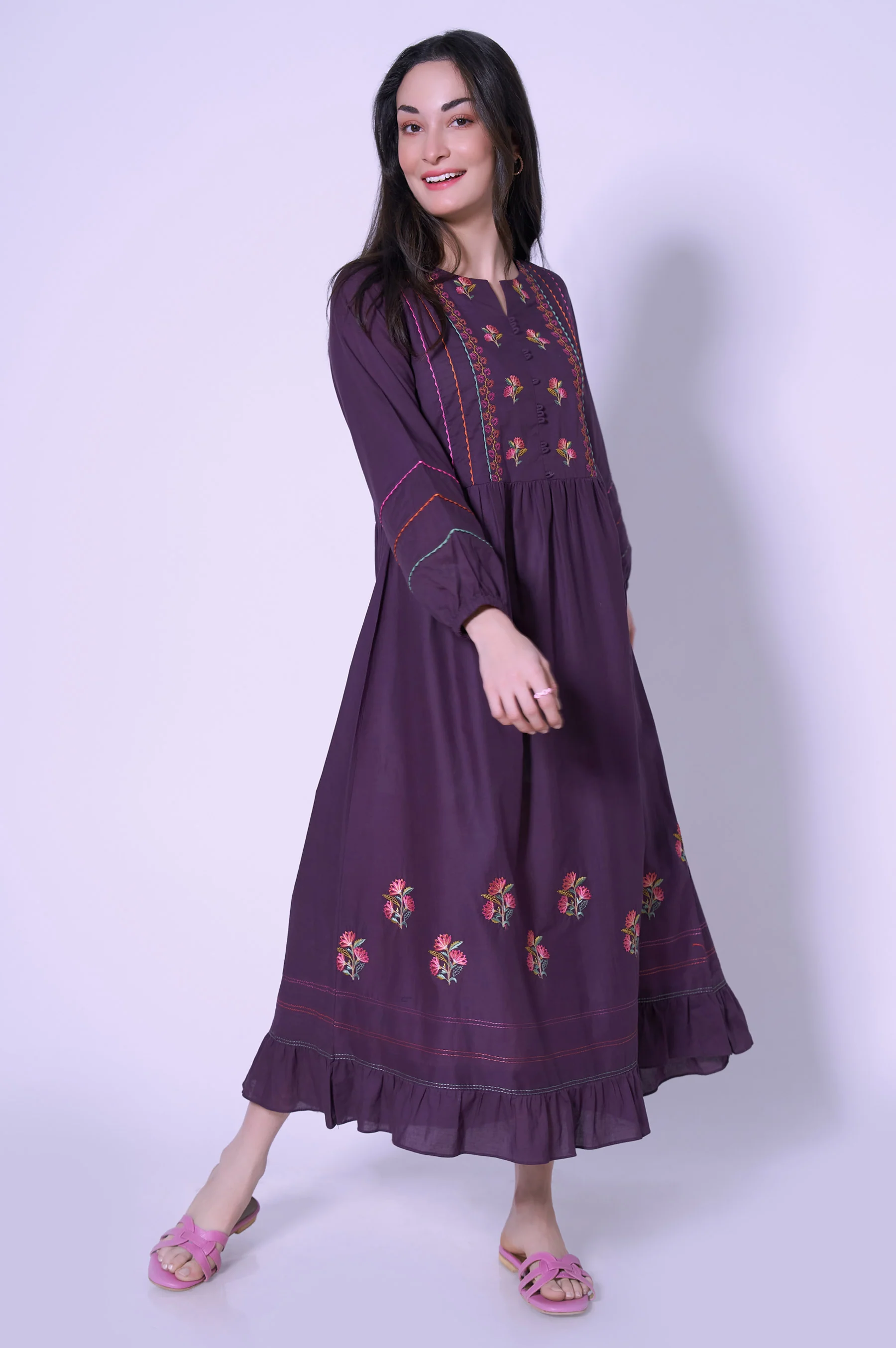 Stitched 1 Piece Cambric Dress - Image 3