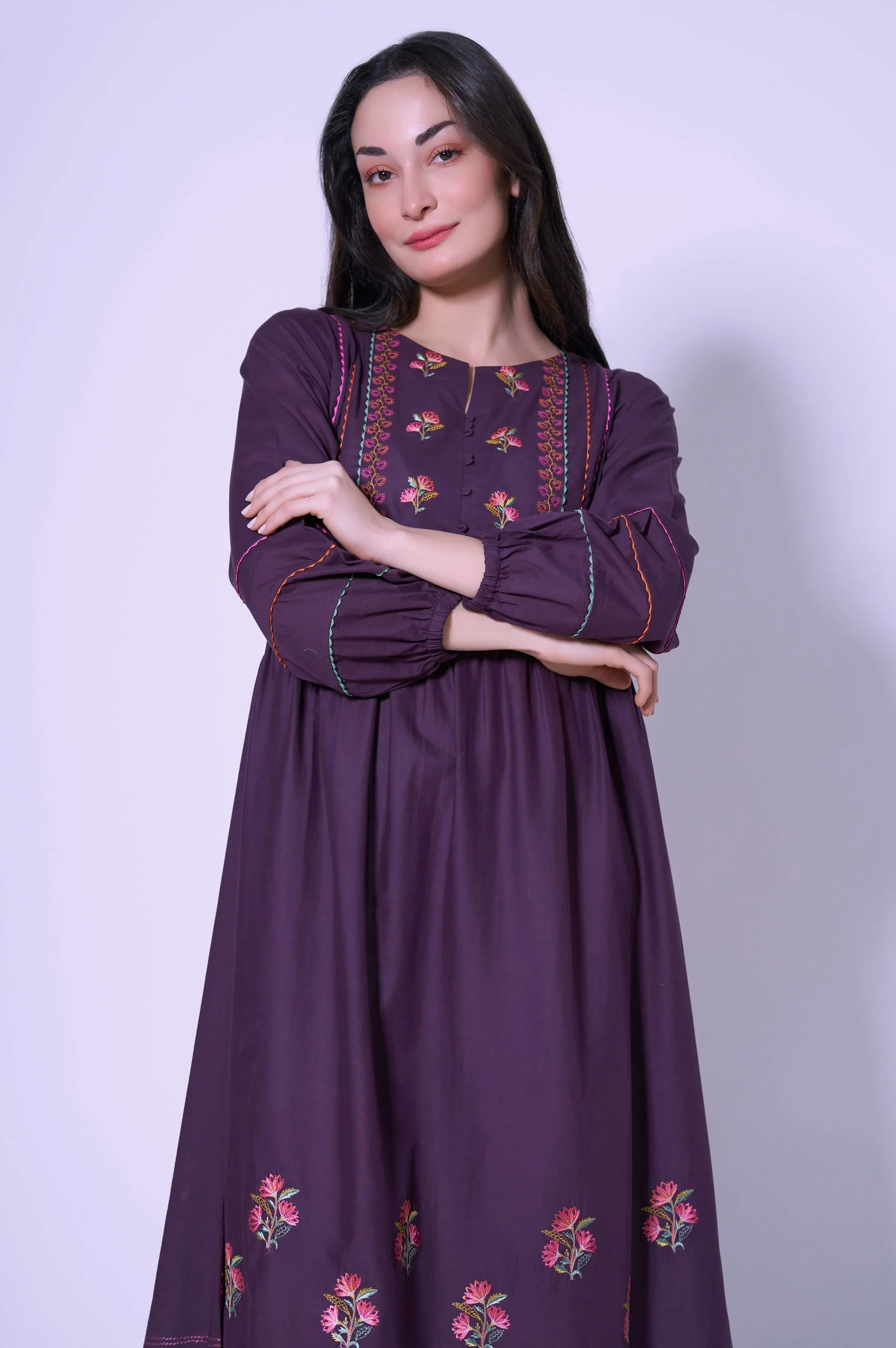 Stitched 1 Piece Cambric Dress - Image 4