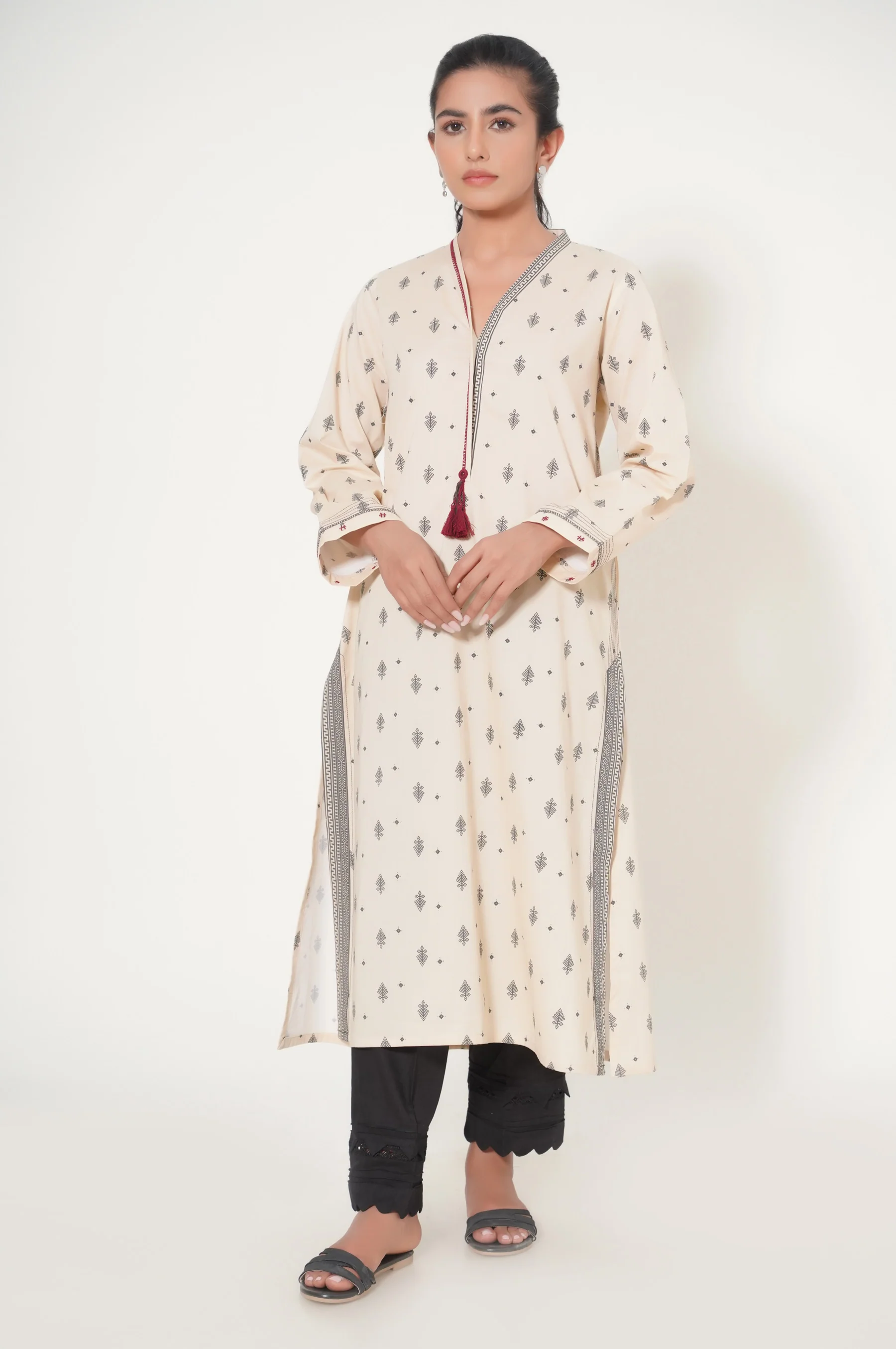 Stitched 1 Piece Puff Printed Cambric Shirt - Image 2