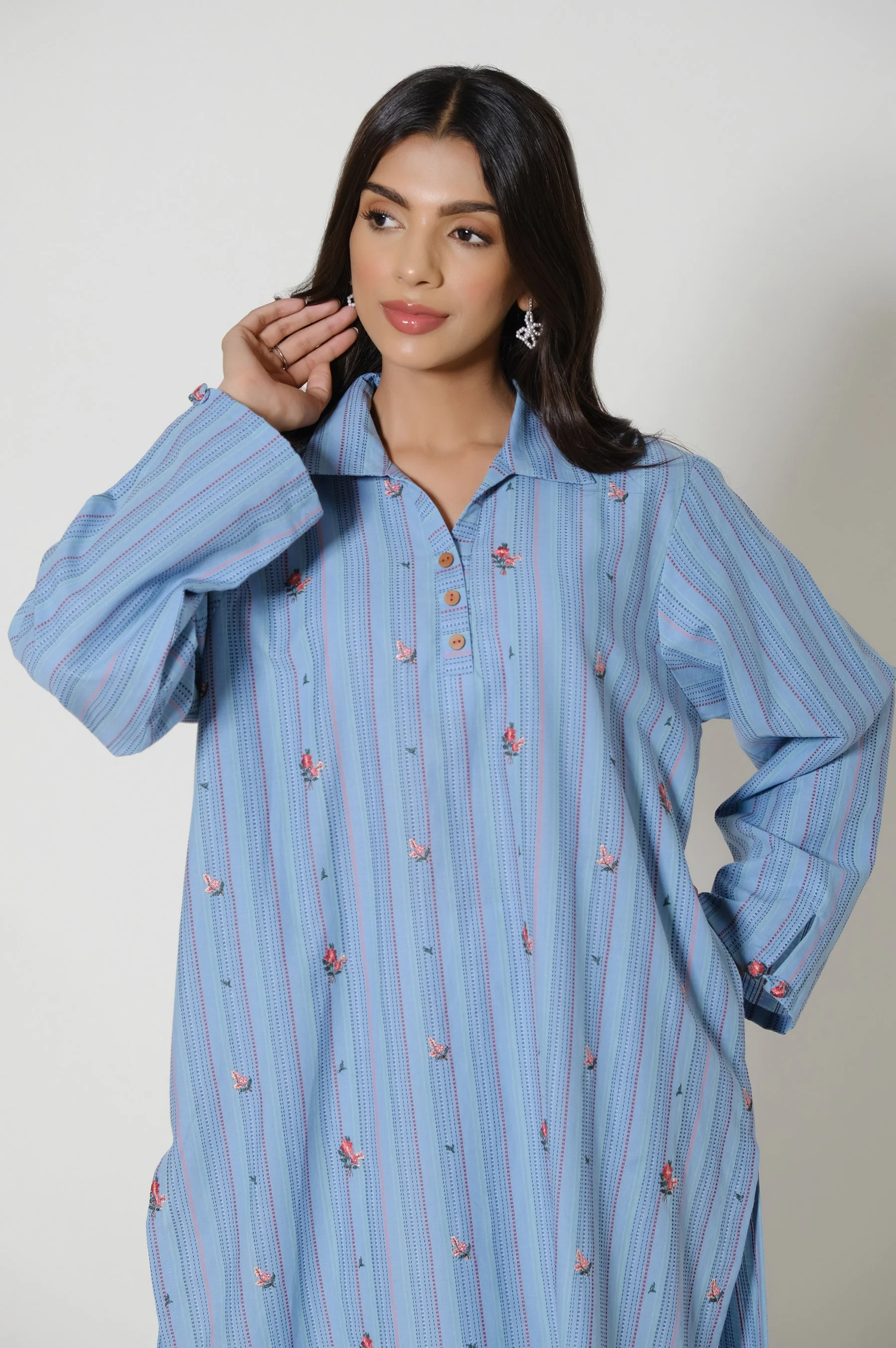 Stitched 1 Piece Yarn Dyed Shirt - Image 2