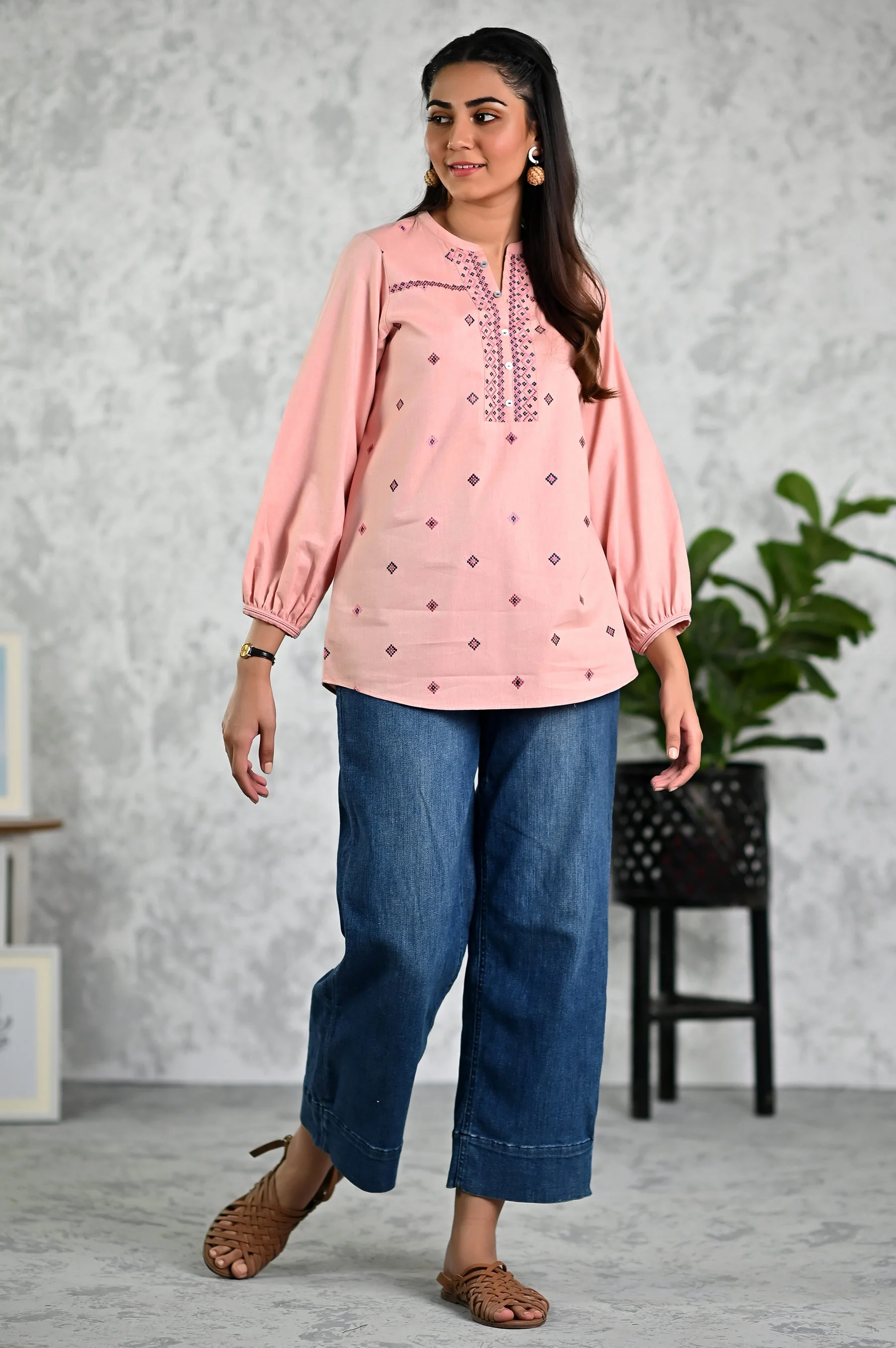 Stitched 1 Piece Embroidered Fushion Top - Image 4