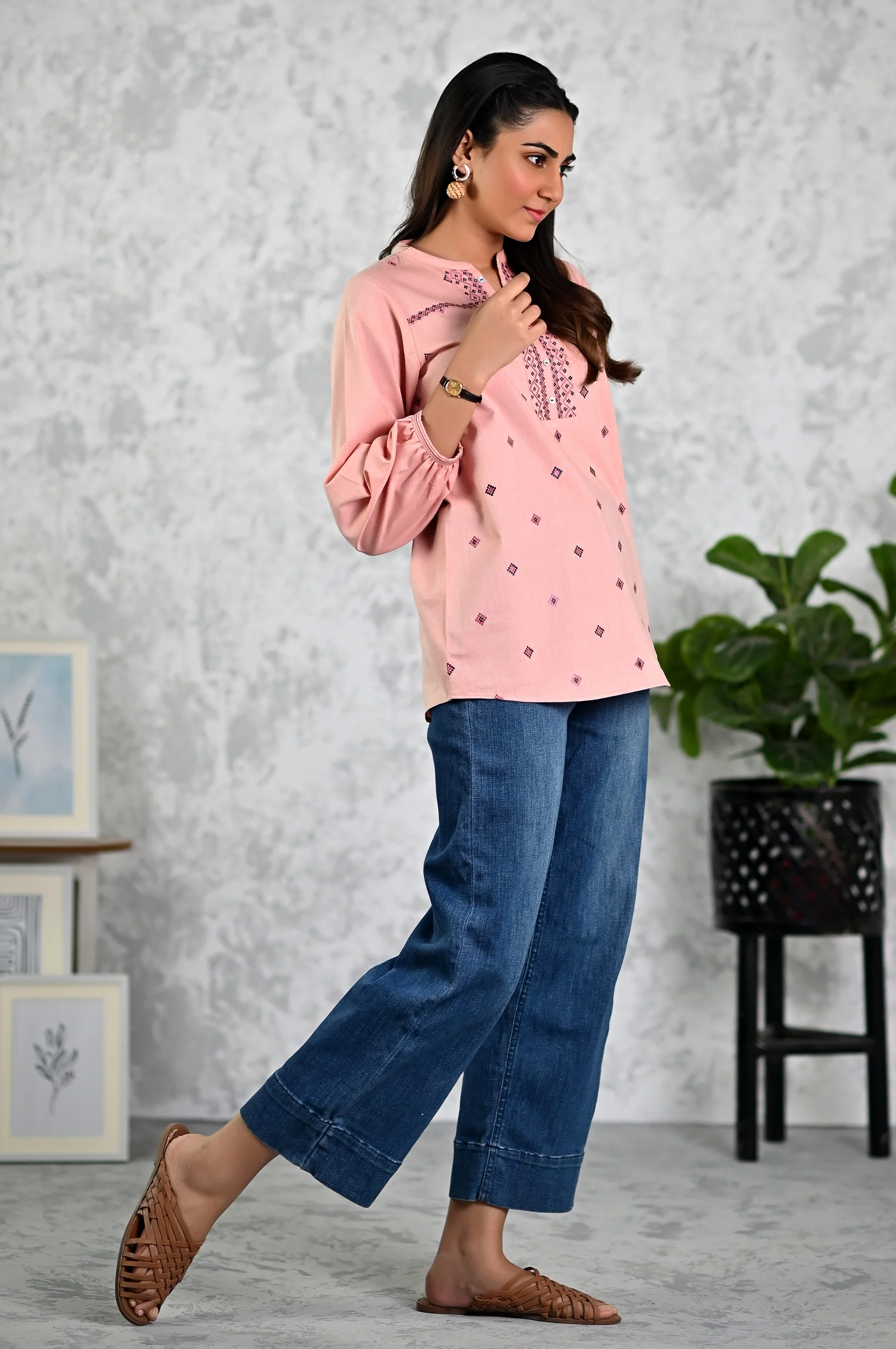 Stitched 1 Piece Embroidered Fushion Top - Image 5