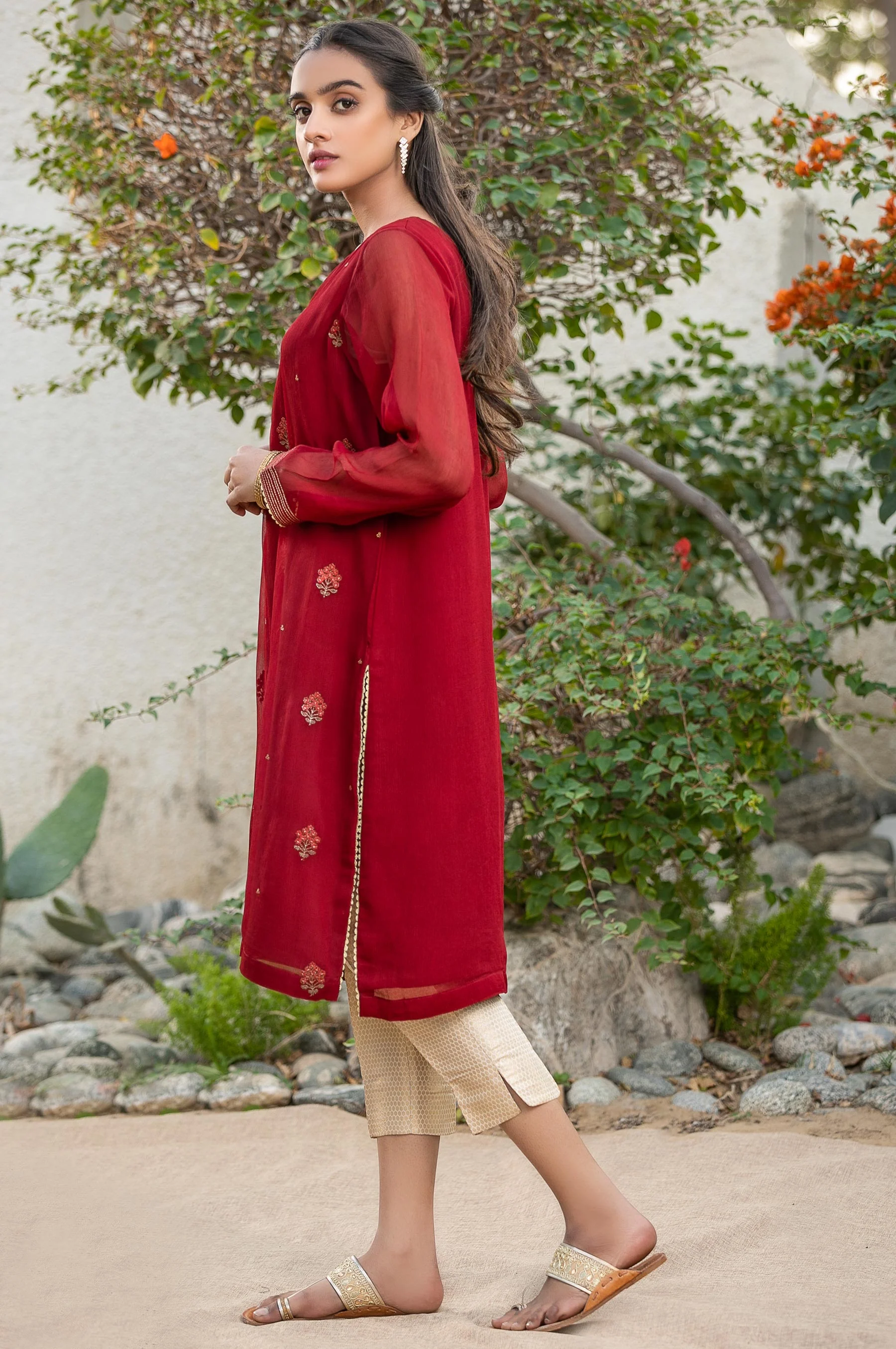 Stitched 1 Piece Chiffon Embroidered Shirt - Image 3