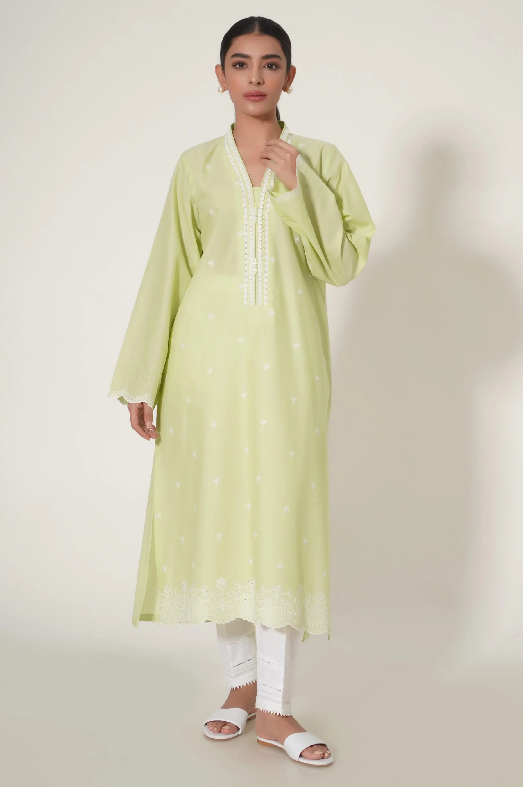 Stitched 1 Piece Embroidered Chikankari Shirt - Image 3
