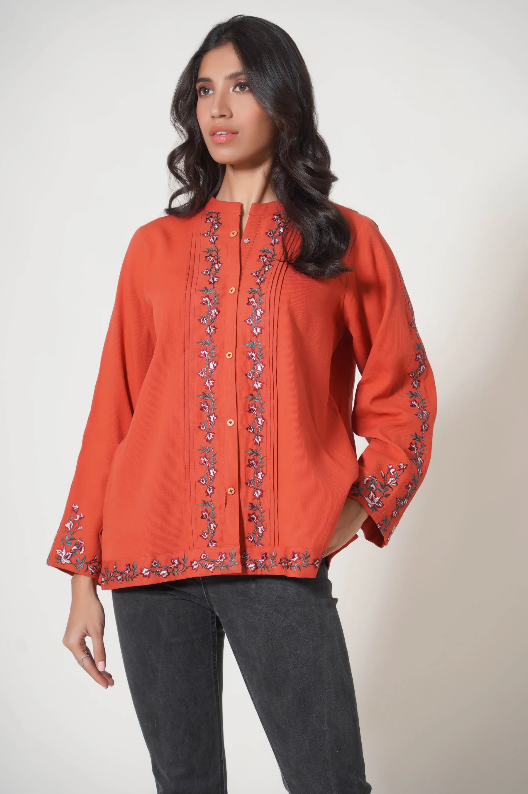 Stitched 1 Piece Embroidered Cottle Fusion Top - Image 2