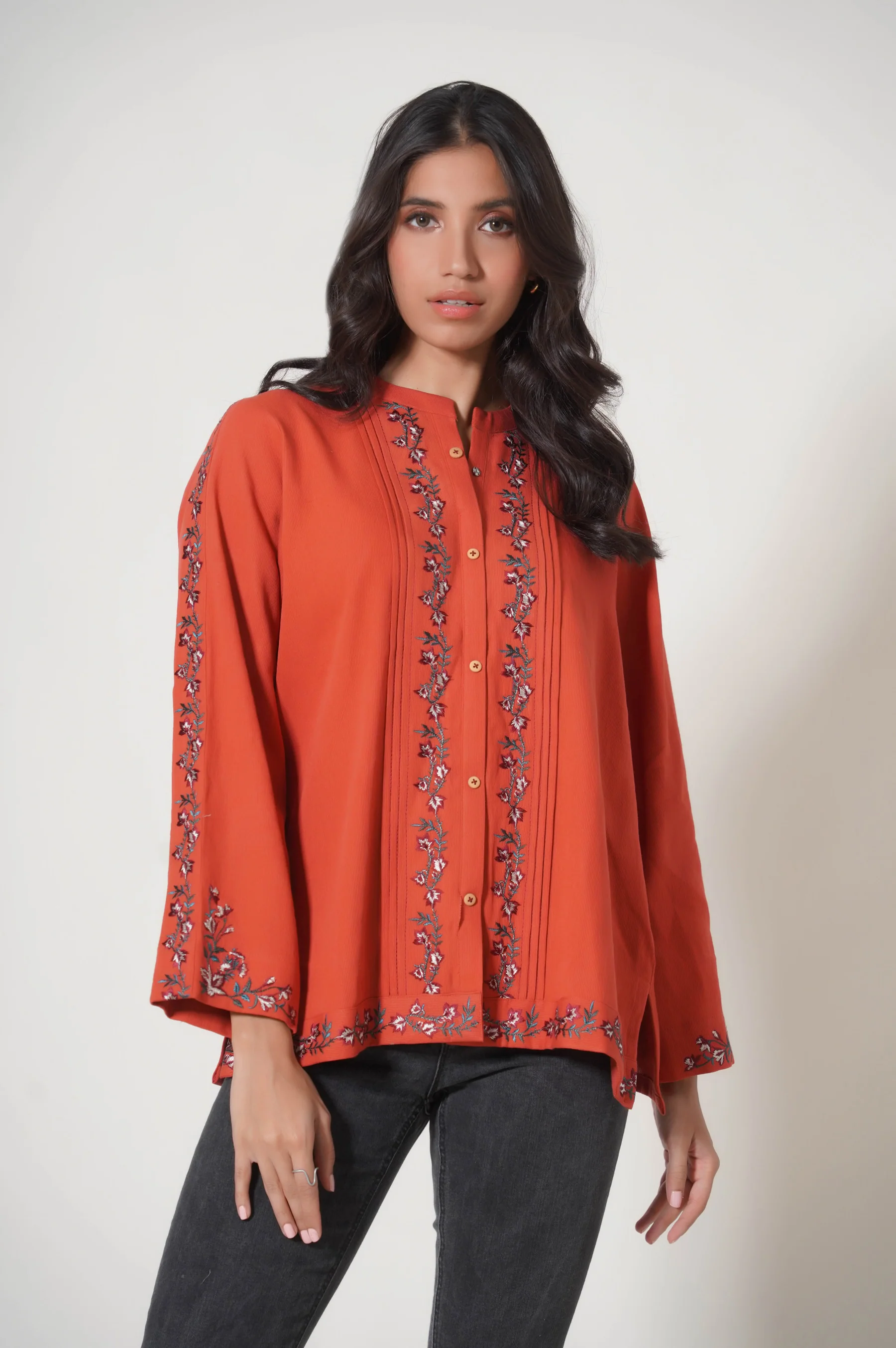 Stitched 1 Piece Embroidered Cottle Fusion Top - Image 4