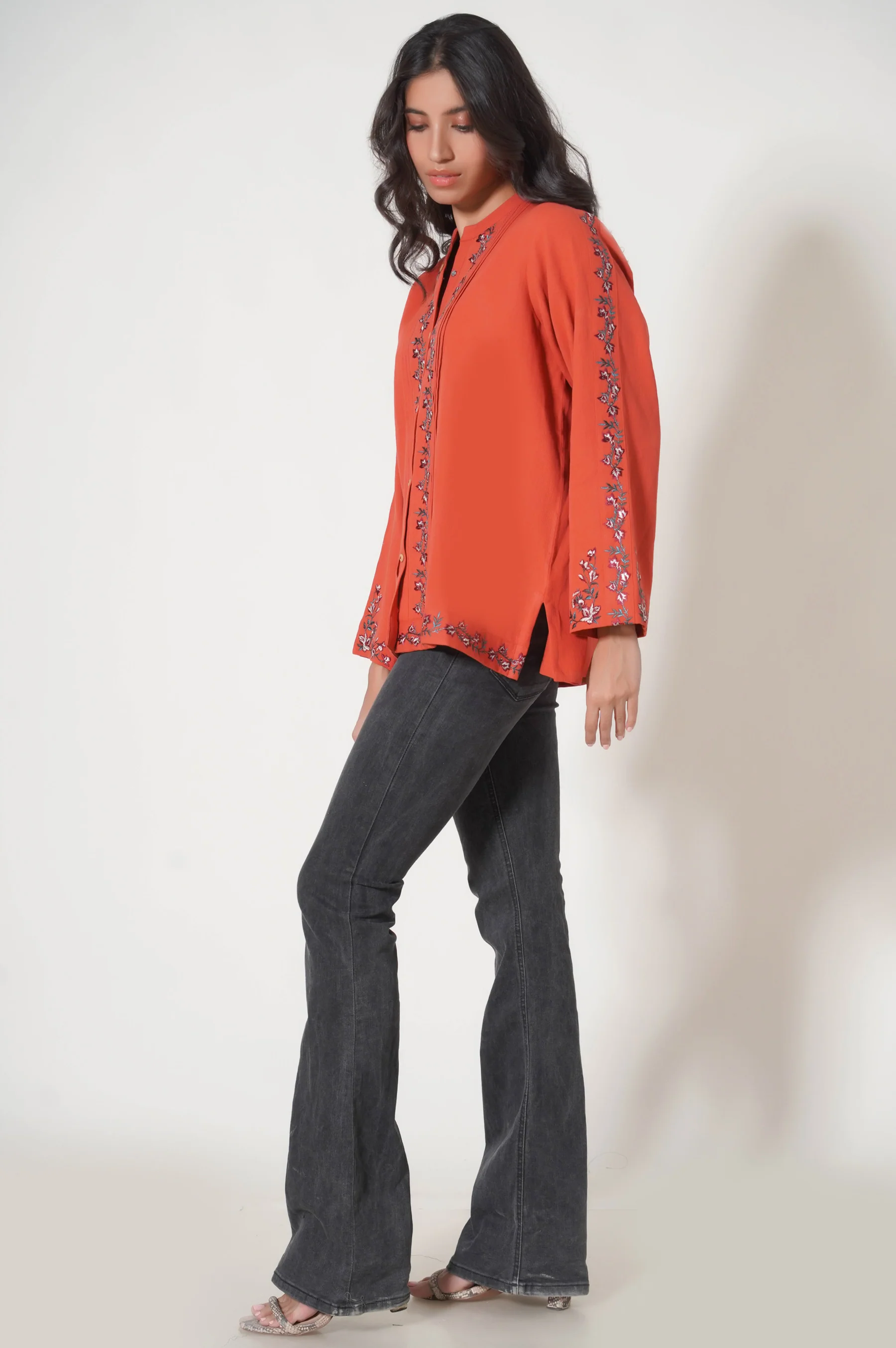 Stitched 1 Piece Embroidered Cottle Fusion Top - Image 5