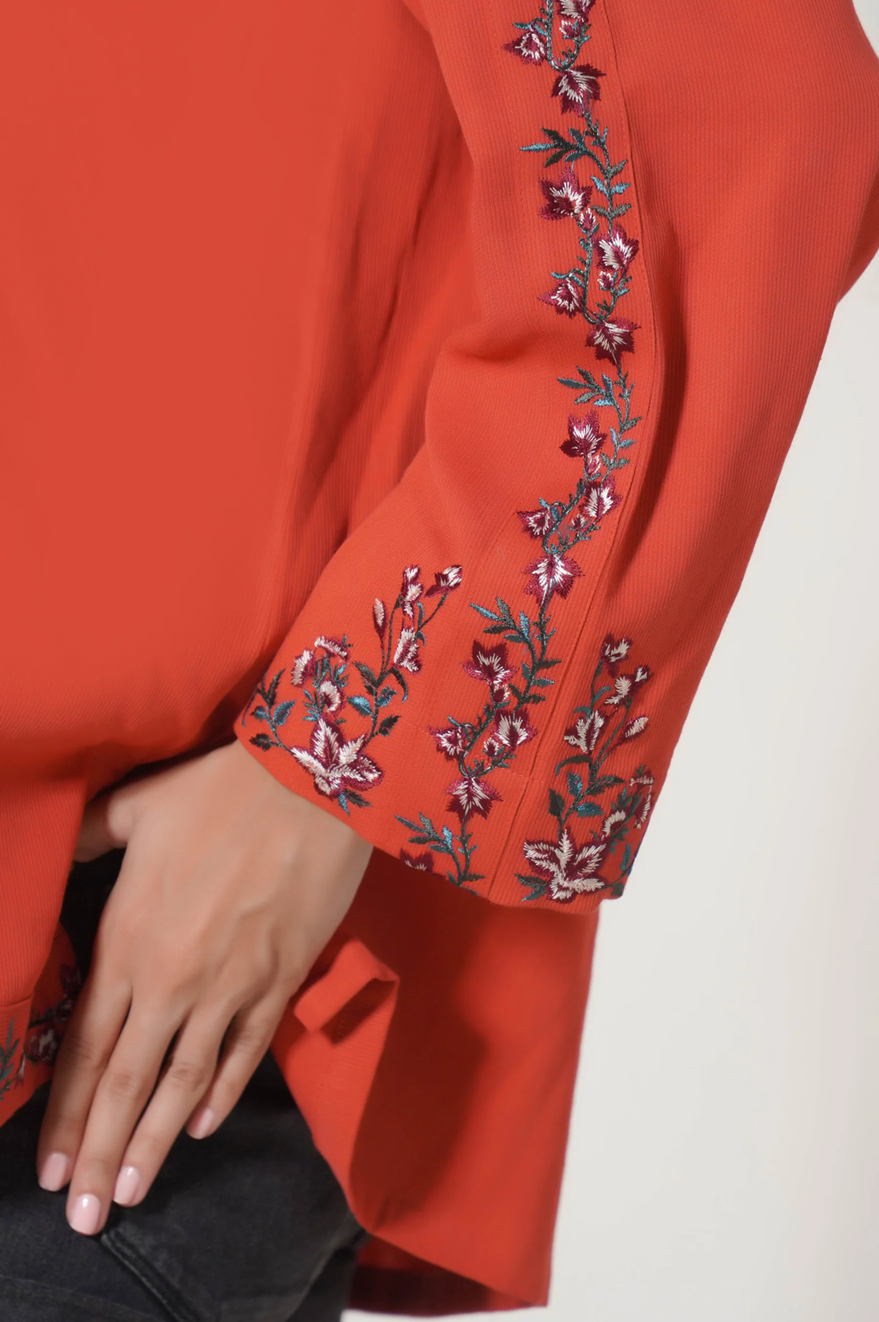 Stitched 1 Piece Embroidered Cottle Fusion Top - Image 6