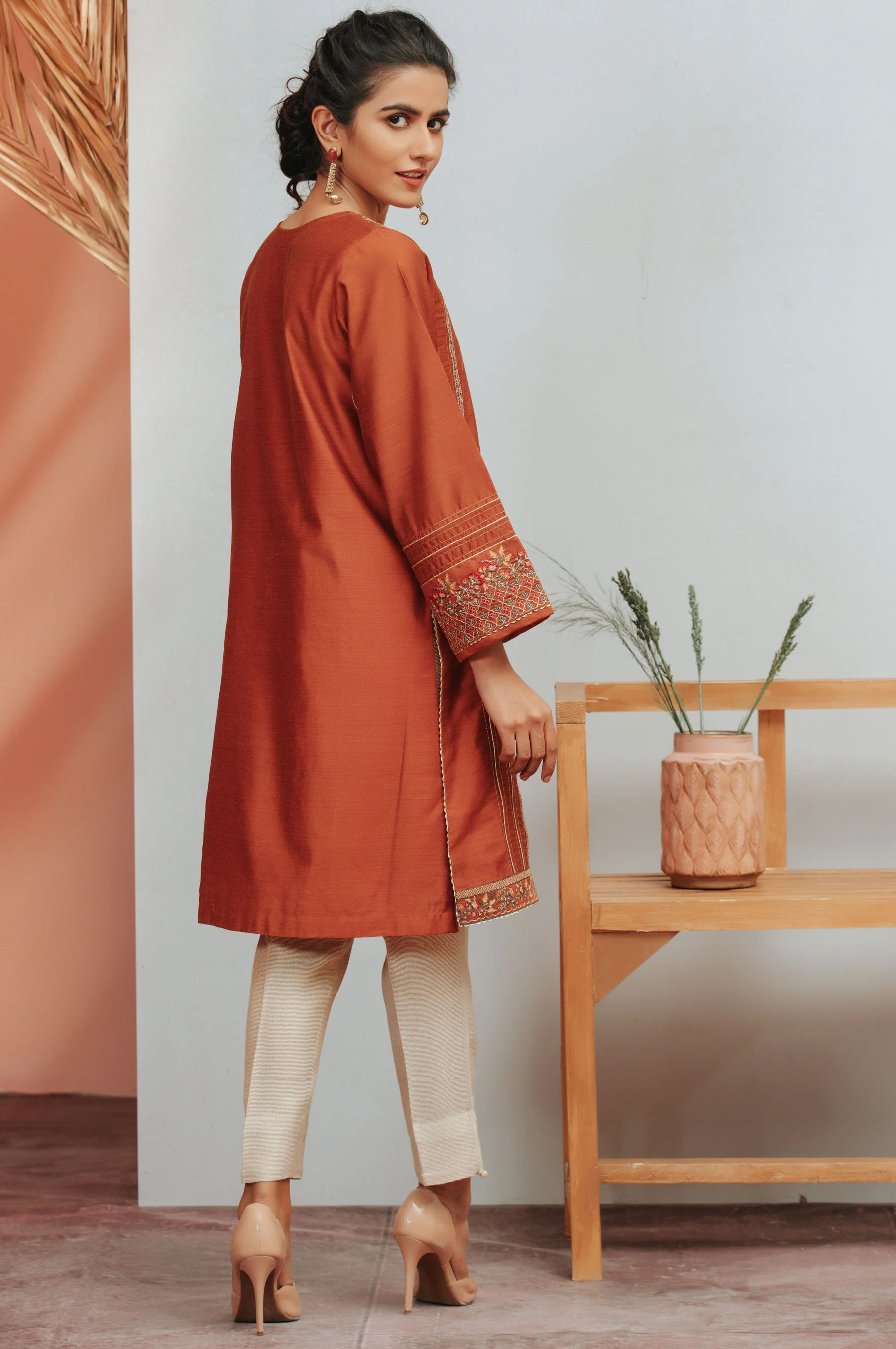 Stitched 1 Piece Cotton Net Embroidered Shirt - Image 4