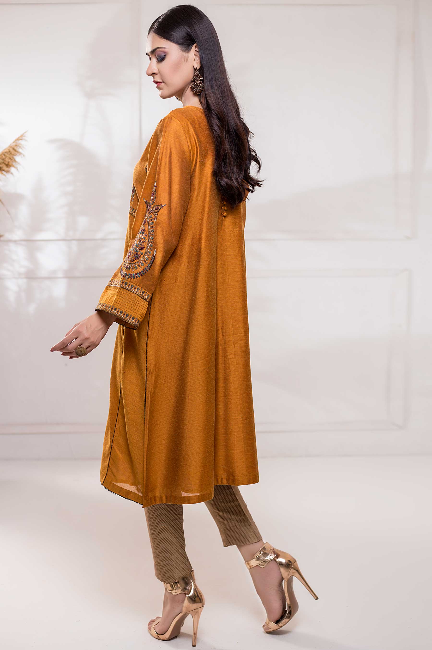 Stitched 1 Piece Cotton Net Embroidered Shirt - Image 3