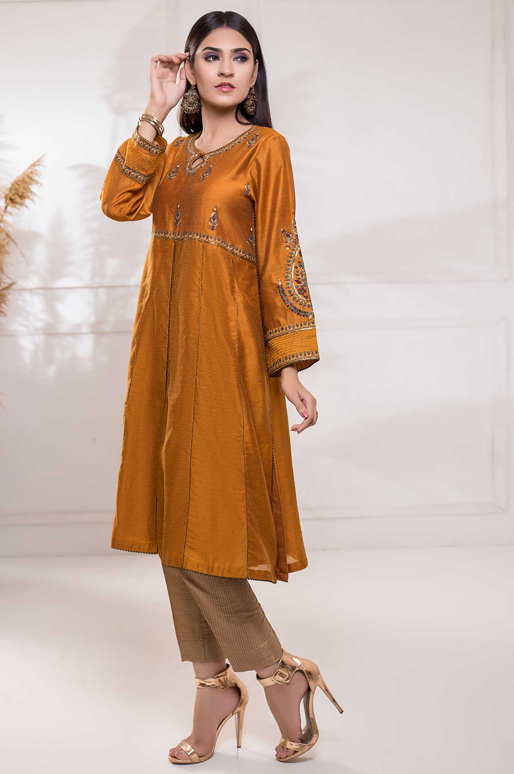 Stitched 1 Piece Cotton Net Embroidered Shirt - Image 4