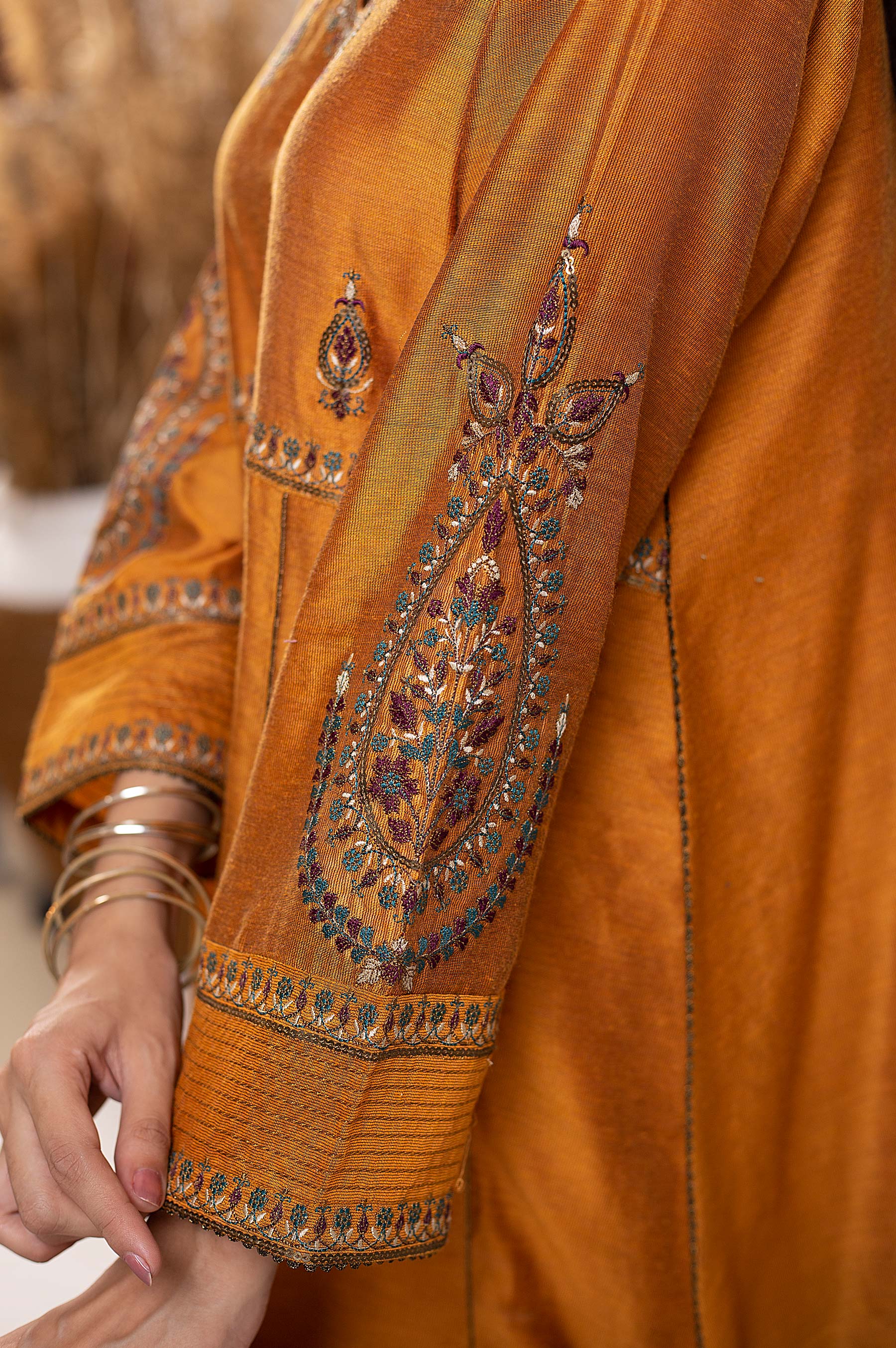 Stitched 1 Piece Cotton Net Embroidered Shirt - Image 5