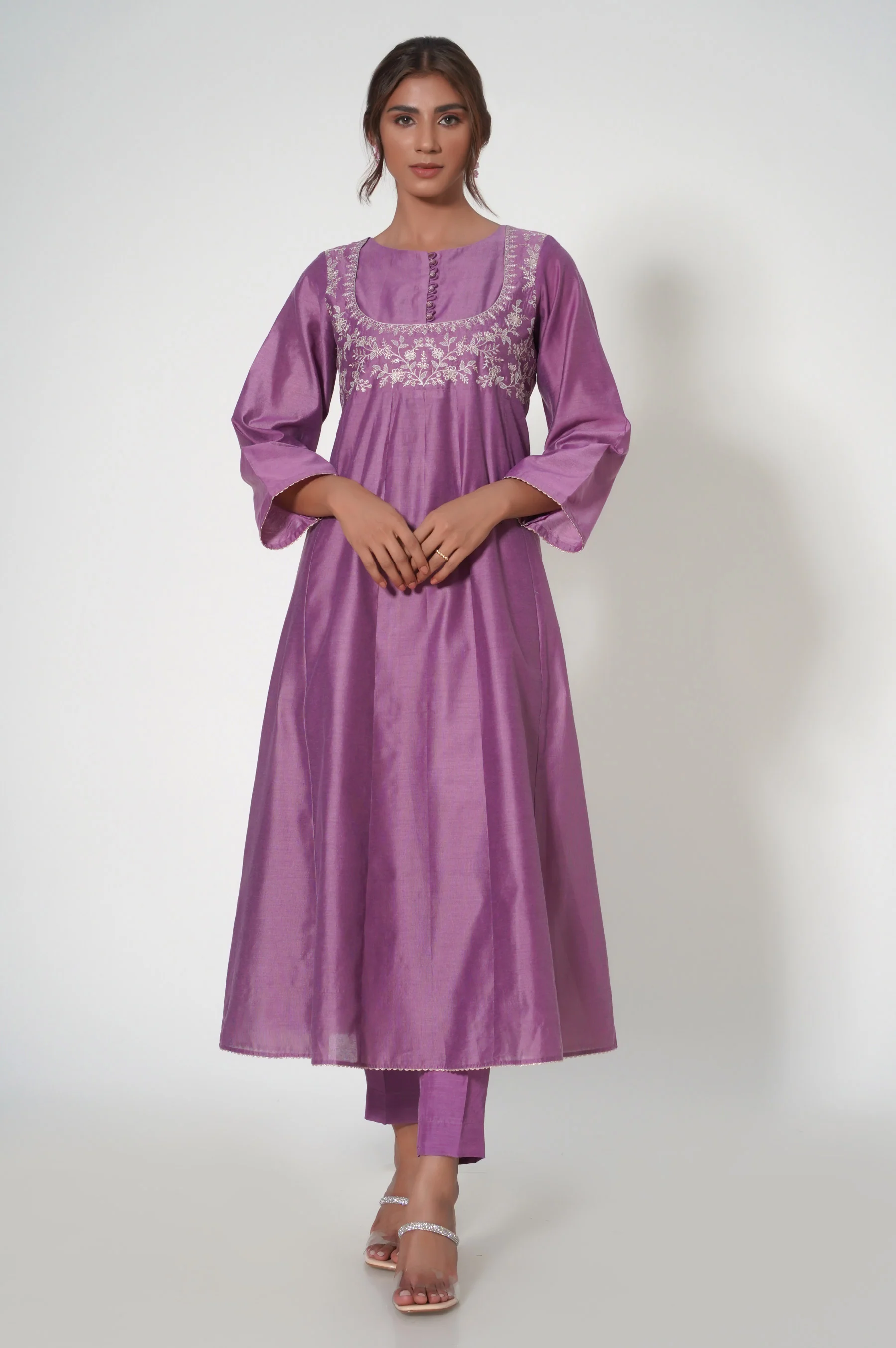 Stitched 1 Piece Cotton Net Embroidered Shirt - Image 5
