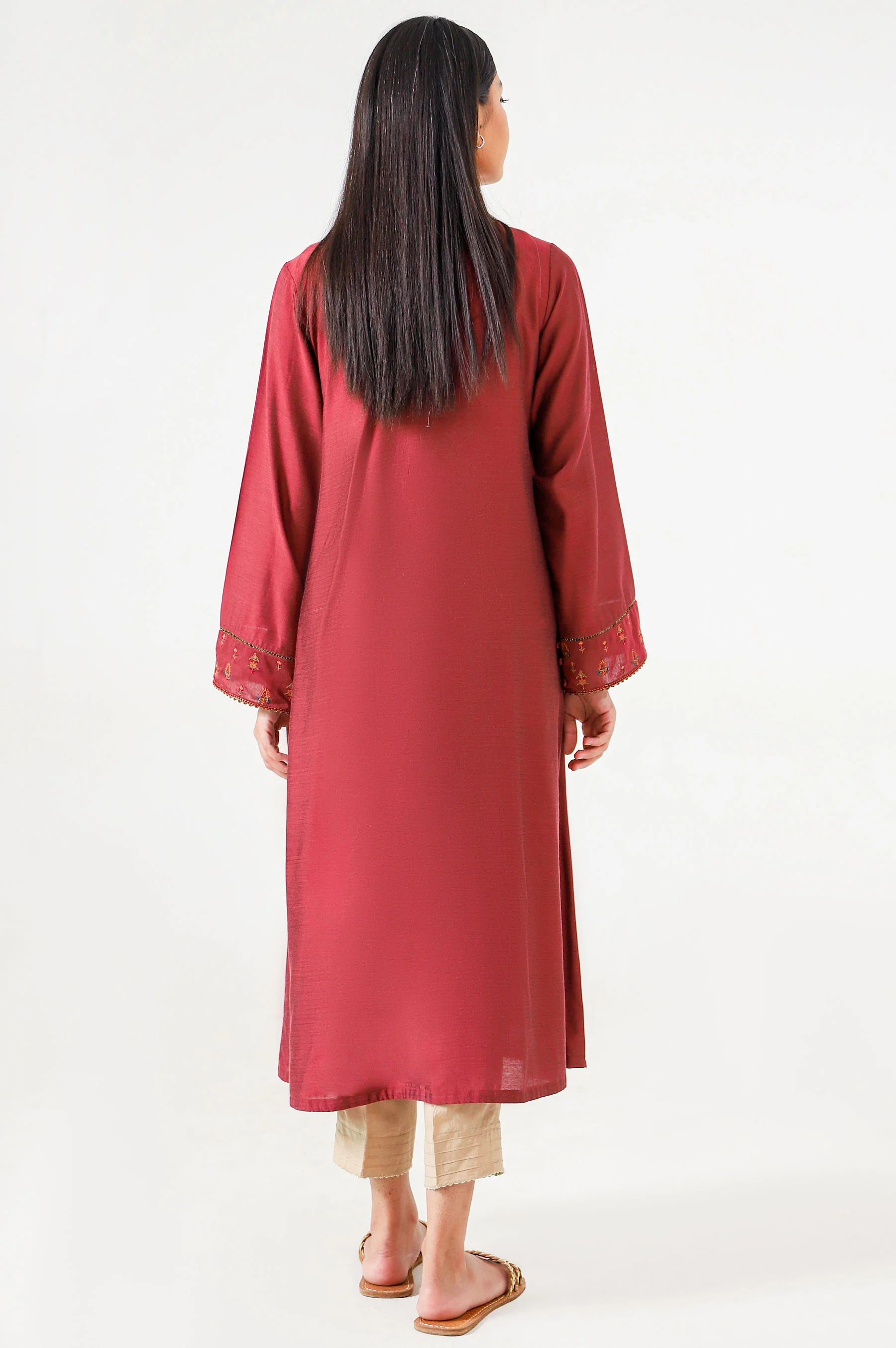 Stitched 1 Piece Cotton Silk Embroidered Shirt - Image 3
