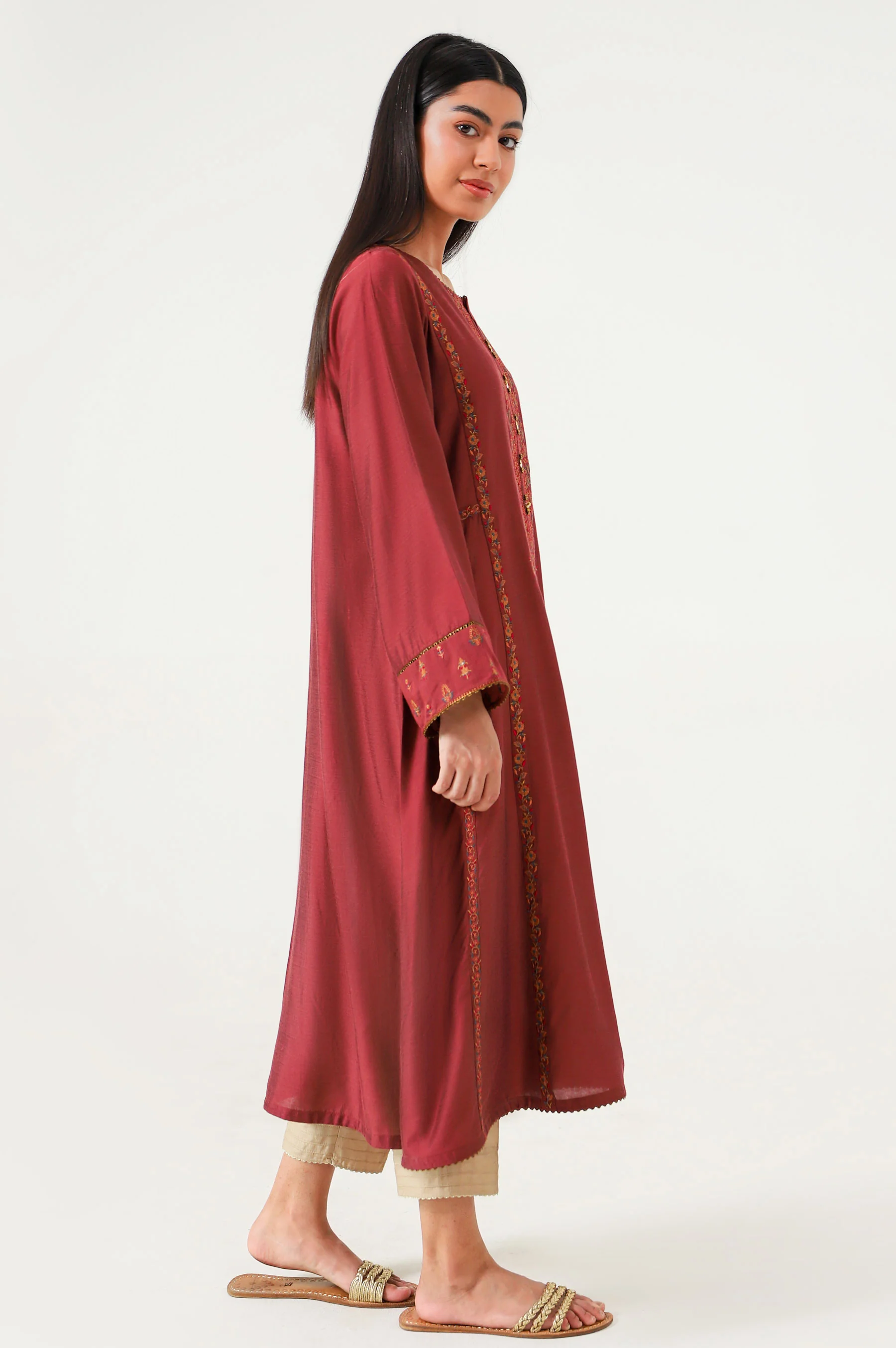 Stitched 1 Piece Cotton Silk Embroidered Shirt - Image 4