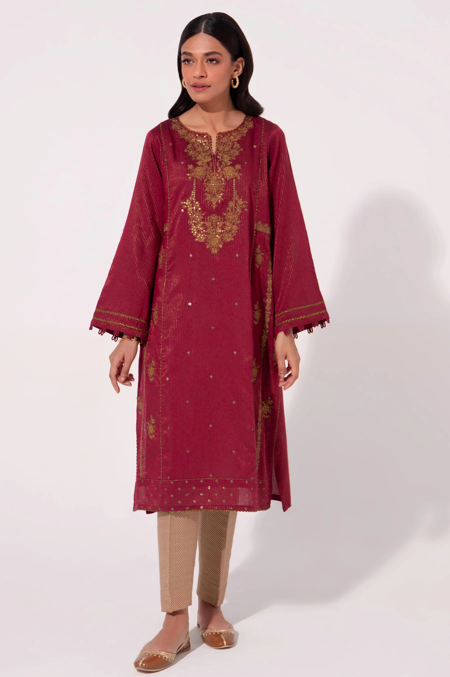 Stitched 1 Piece Cotton silk Embroidered Shirt