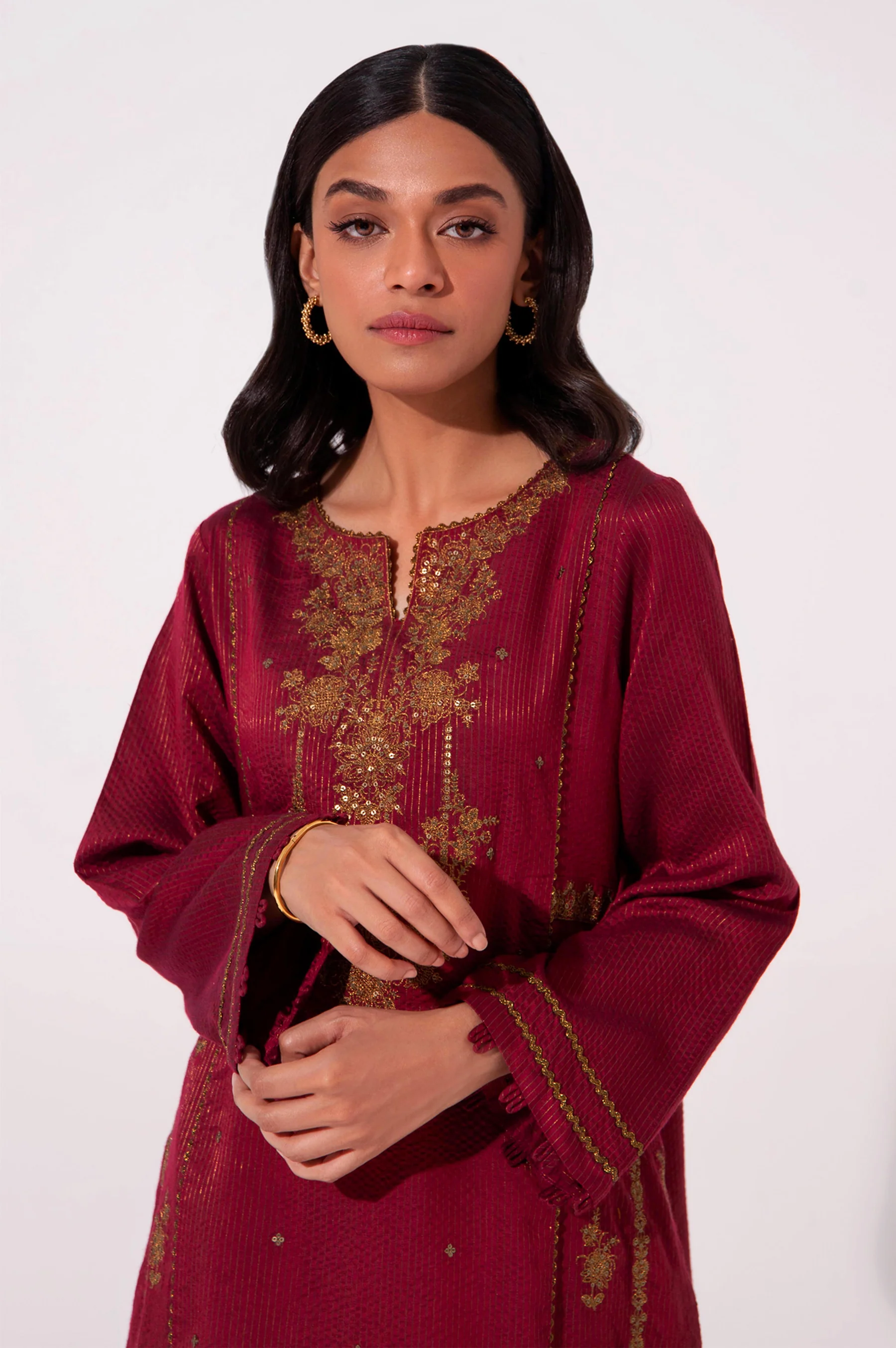 Stitched 1 Piece Cotton silk Embroidered Shirt - Image 3