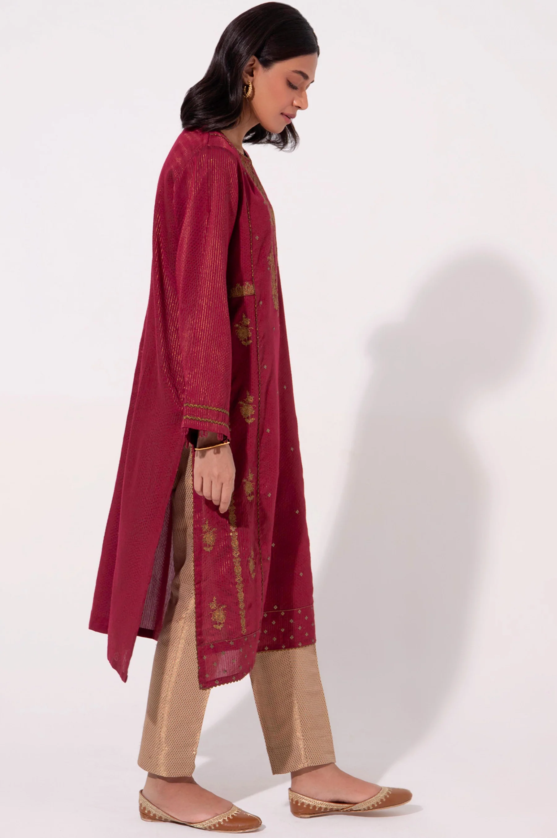 Stitched 1 Piece Cotton silk Embroidered Shirt - Image 4