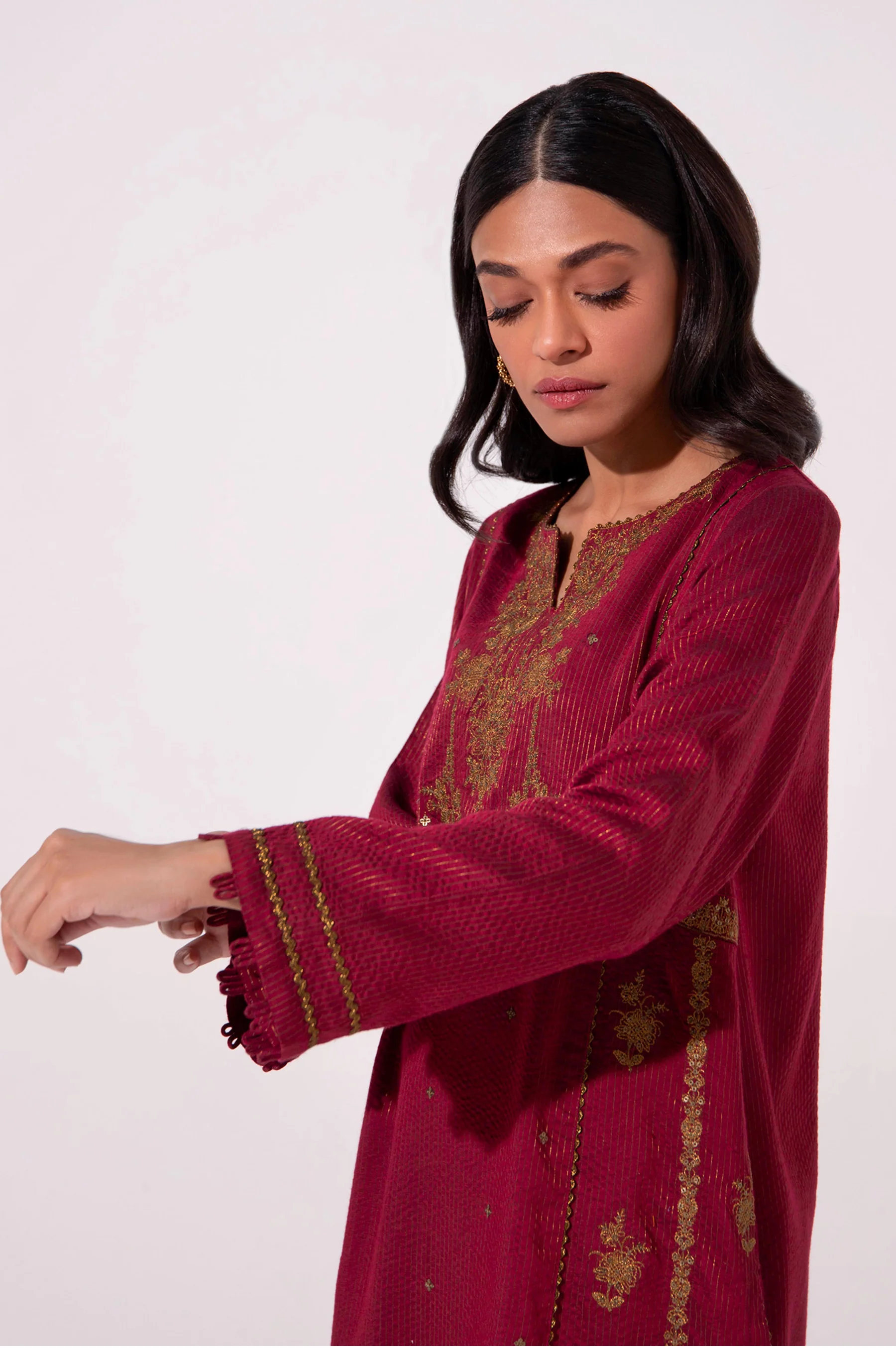 Stitched 1 Piece Cotton silk Embroidered Shirt - Image 5