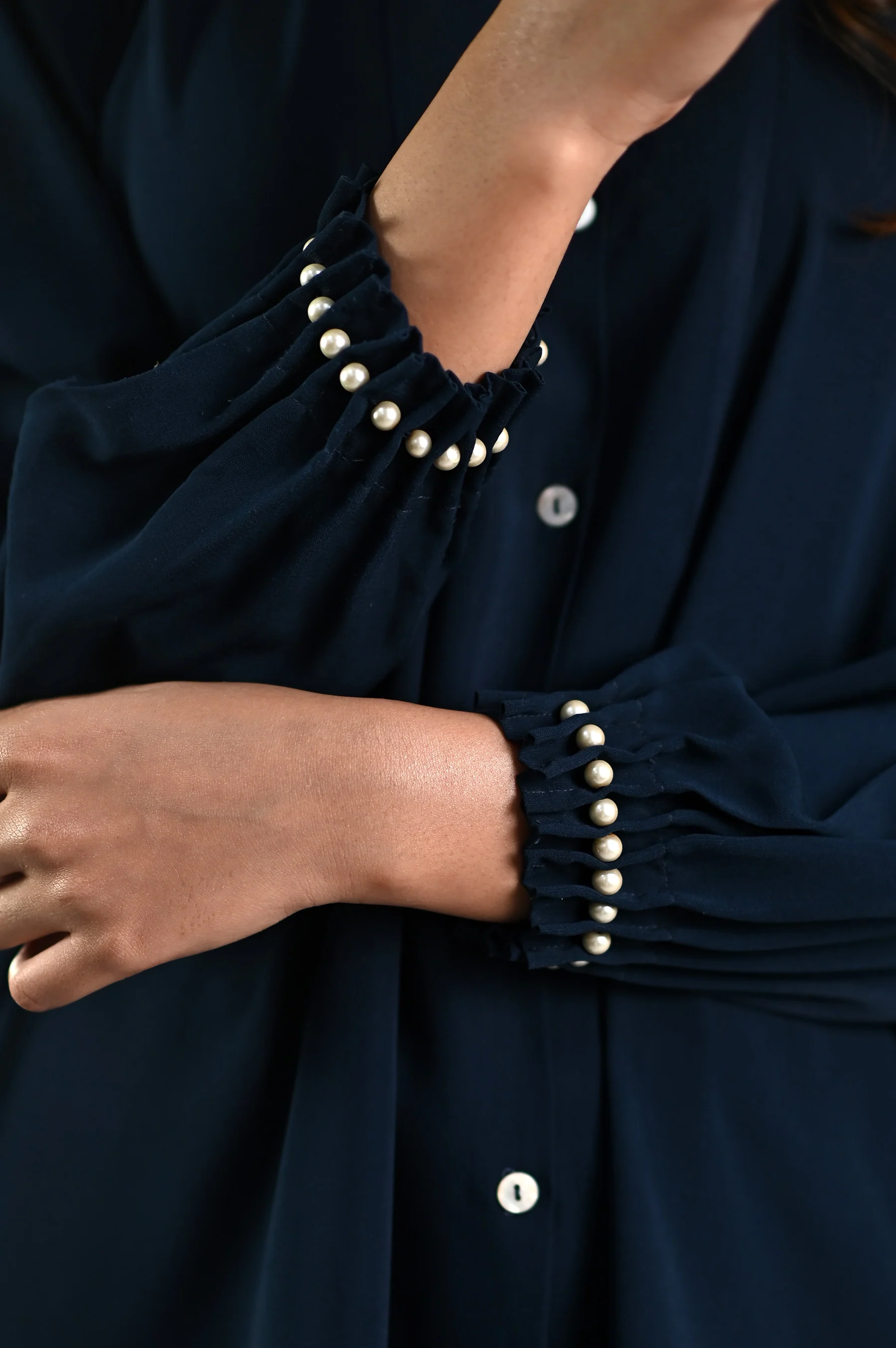 Stitched 1 Piece Embellished Crepe Shirt - Image 6