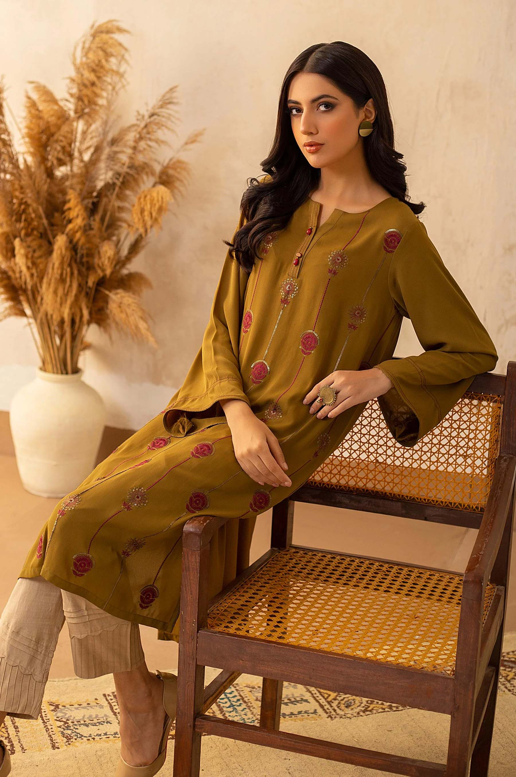 Stitched 1 Piece Crepe Embroidered Shirt - Image 5