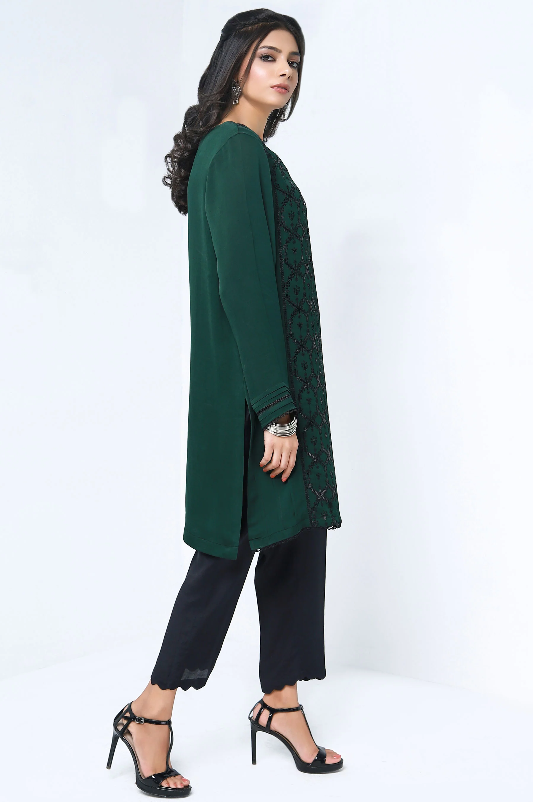 Stitched 1 Piece Crepe Silk Embroidered Shirt - Image 2