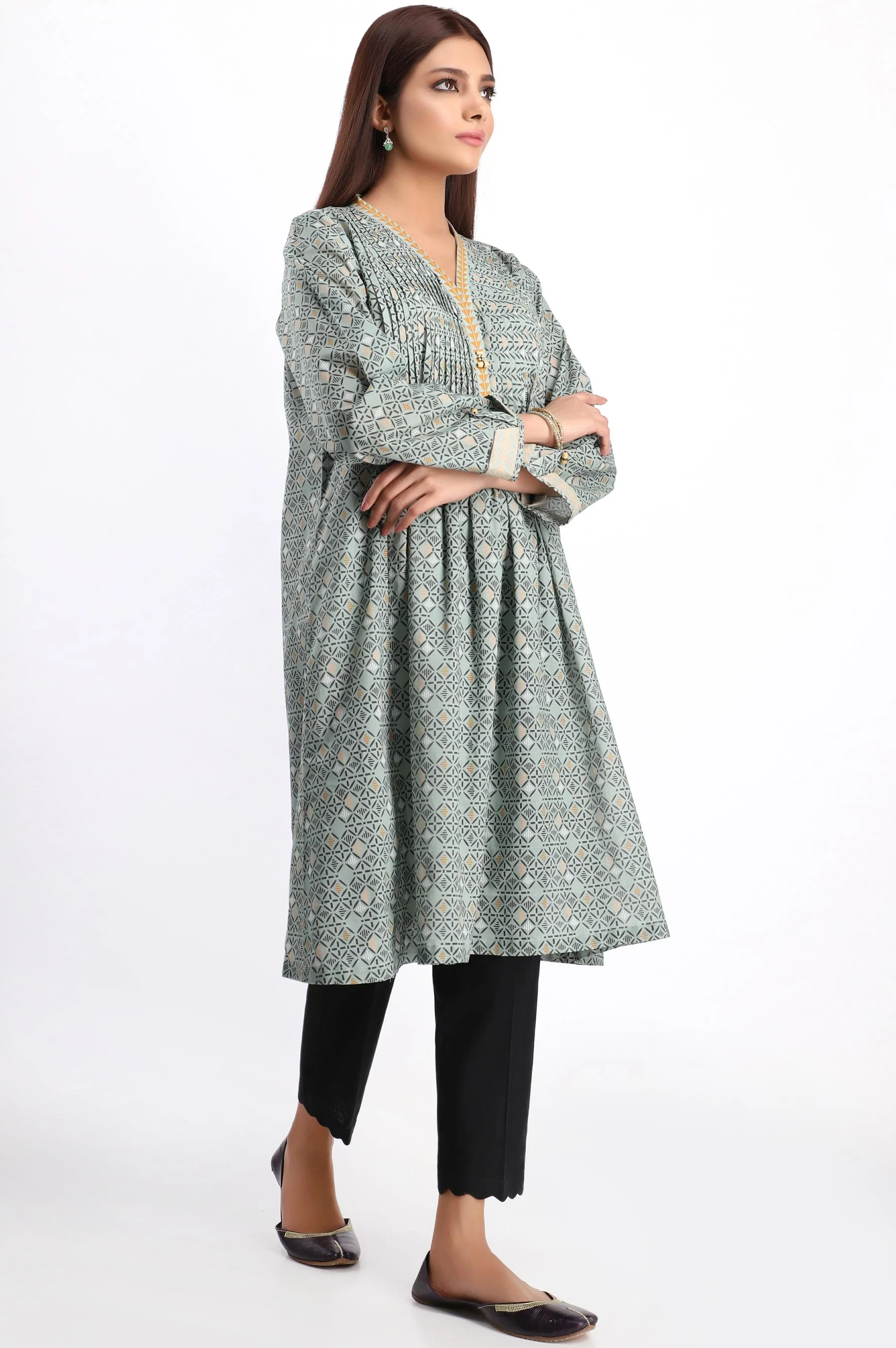 Stitched 1 Piece Digital Printed Shirt - Black - Image 3
