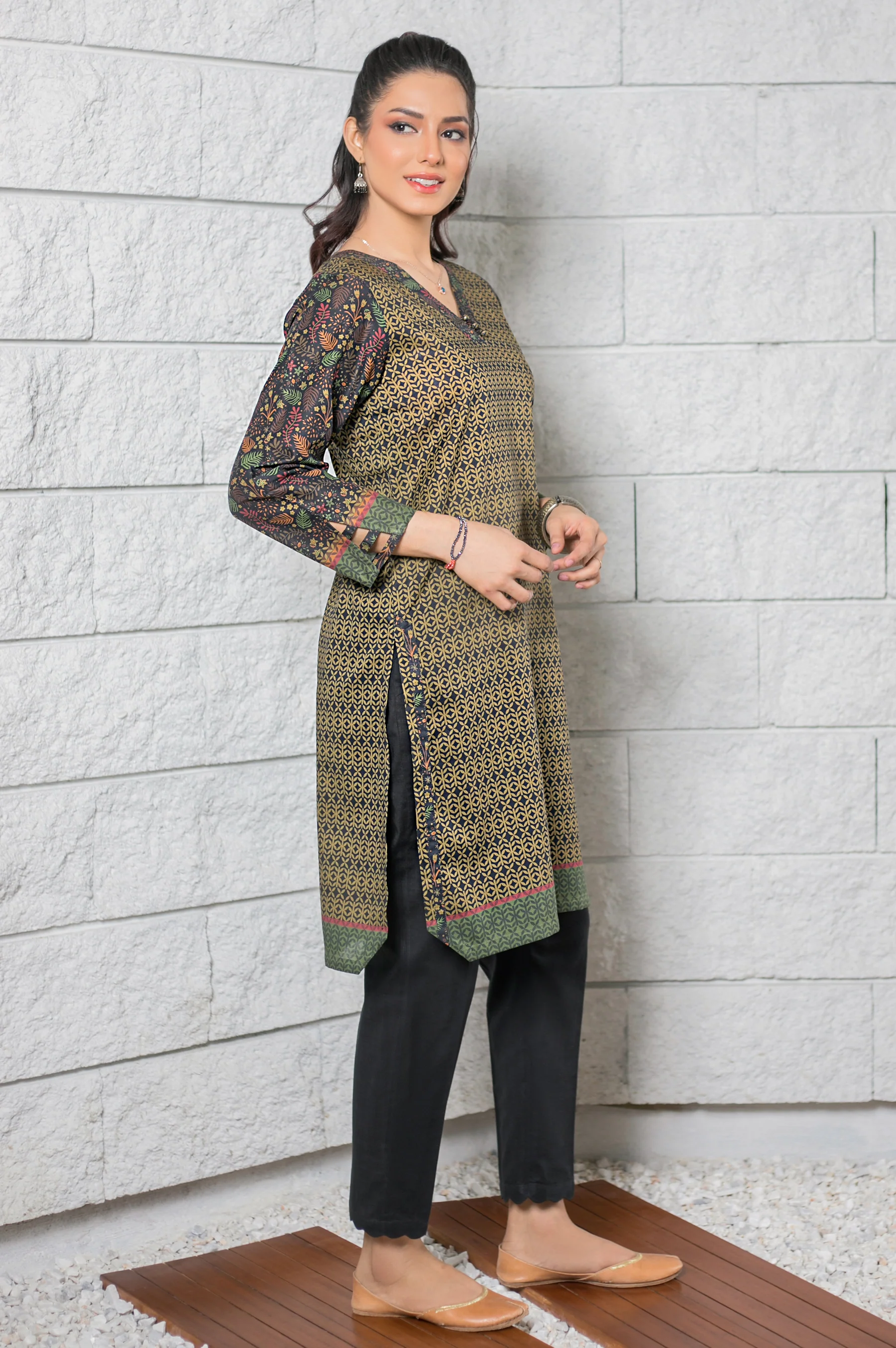 Stitched 1 Piece Digital Printed Cambric Shirt - Image 4