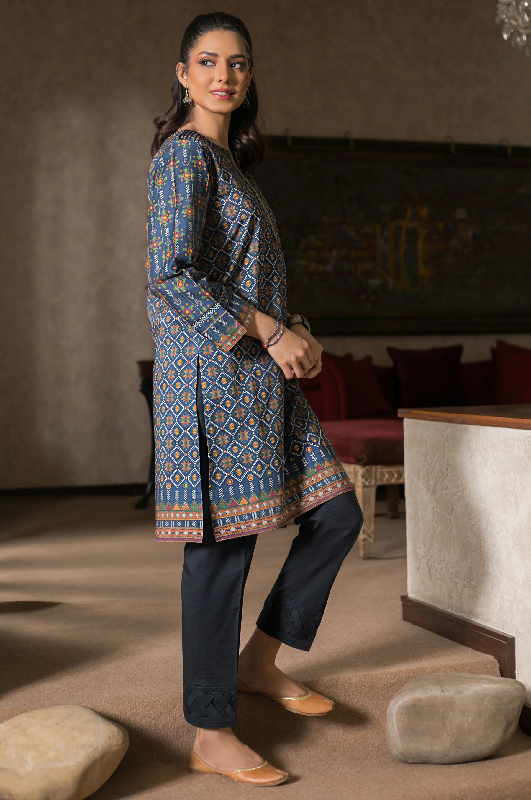 Stitched 1 Piece Digital Printed Cambric Shirt - Image 3