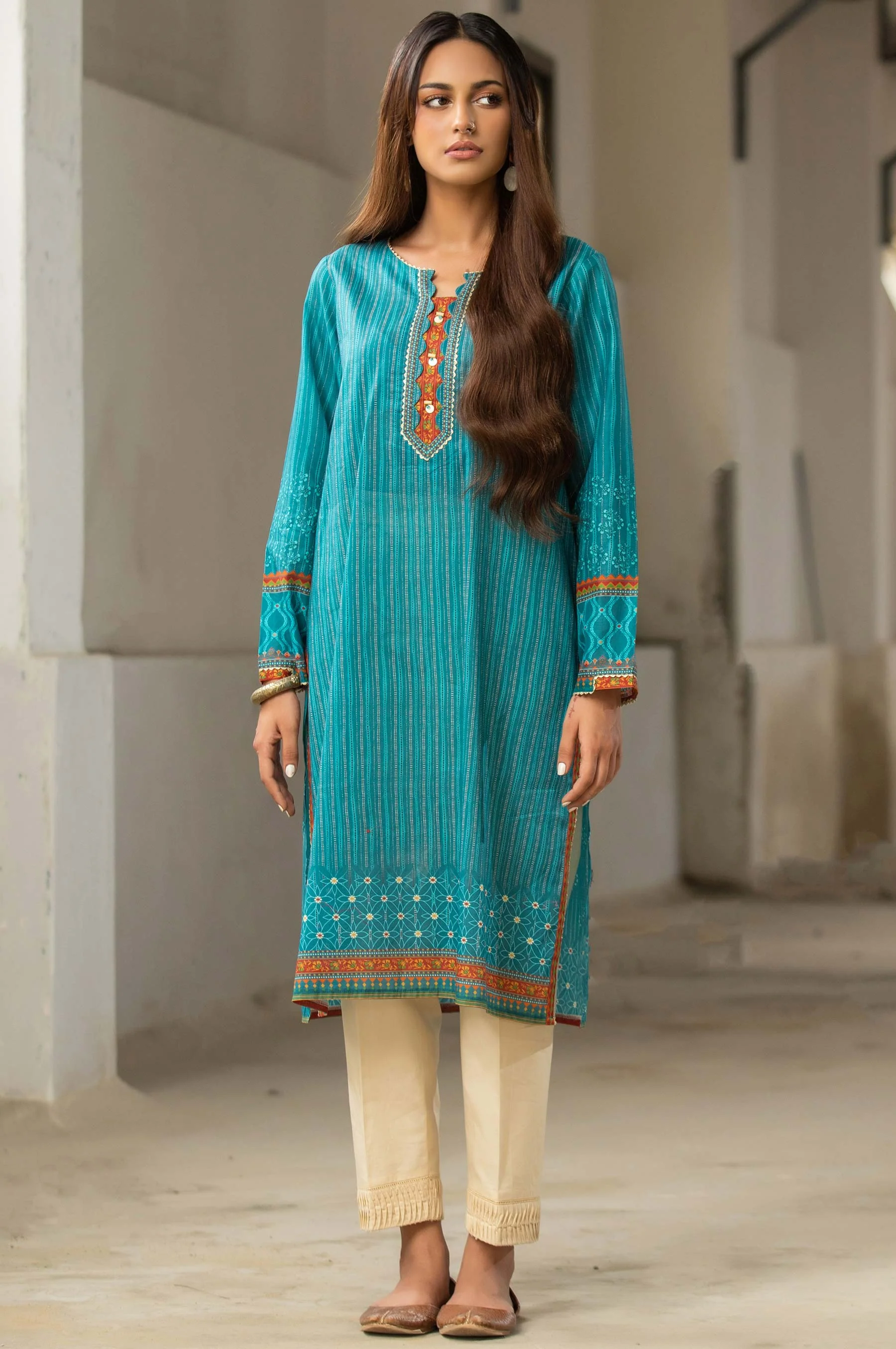 Stitched 1 Piece Digital Printed Cambric Shirt - Image 5