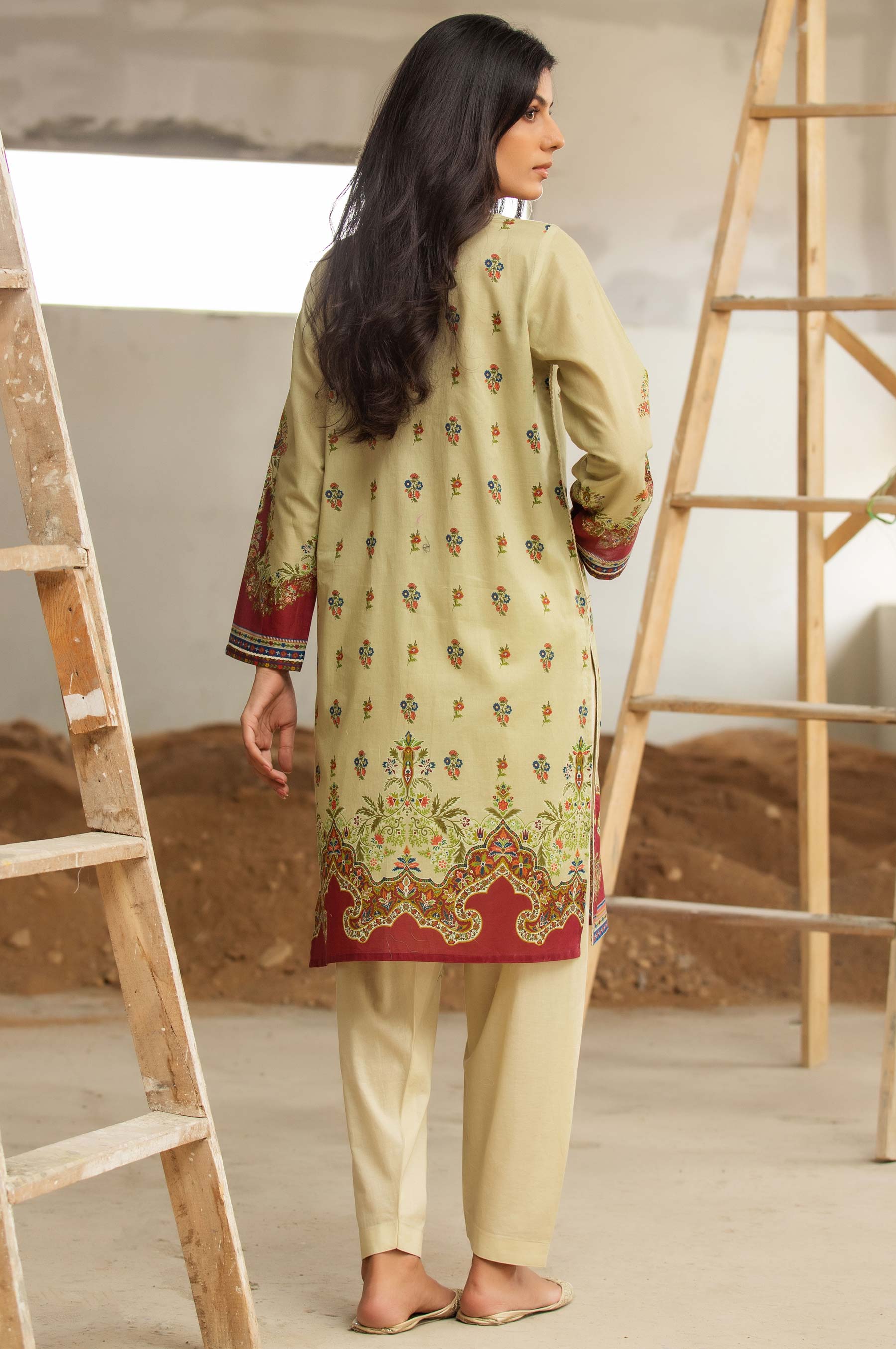 Stitched 1 Piece Digital Printed Cotton Satin Shirt - Image 2